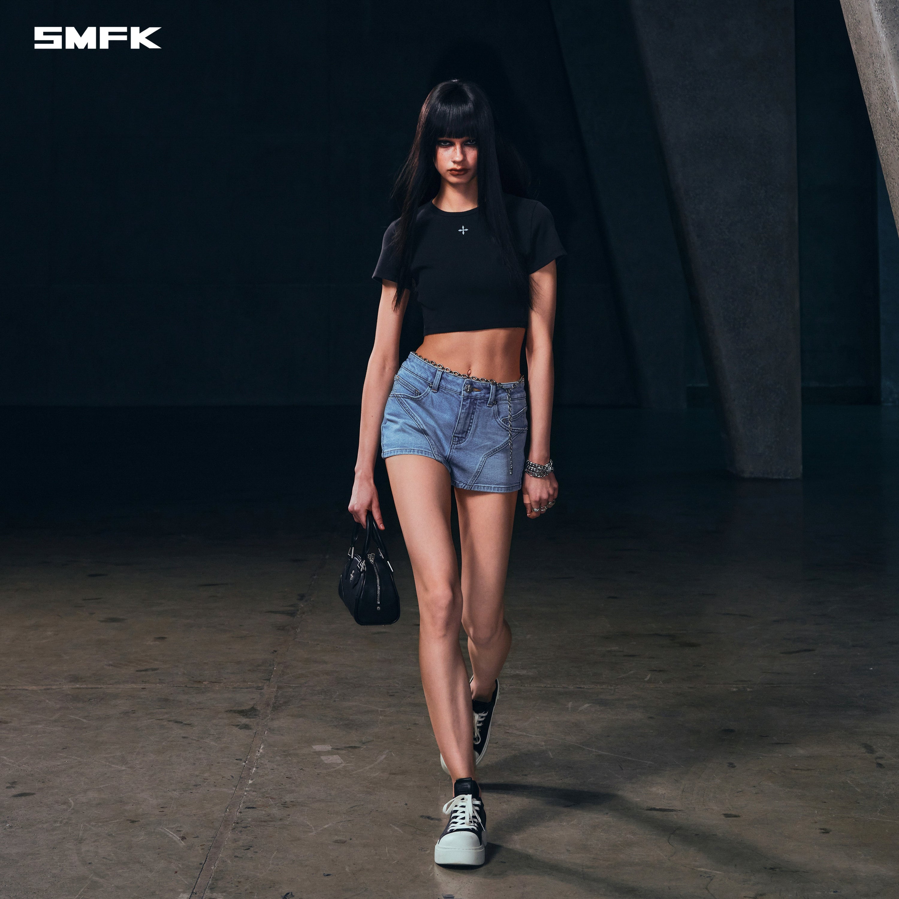 RAGE ROVE SLIM DENIM SHORTS-HIGH/HANDCRAFTED WILD BLUE