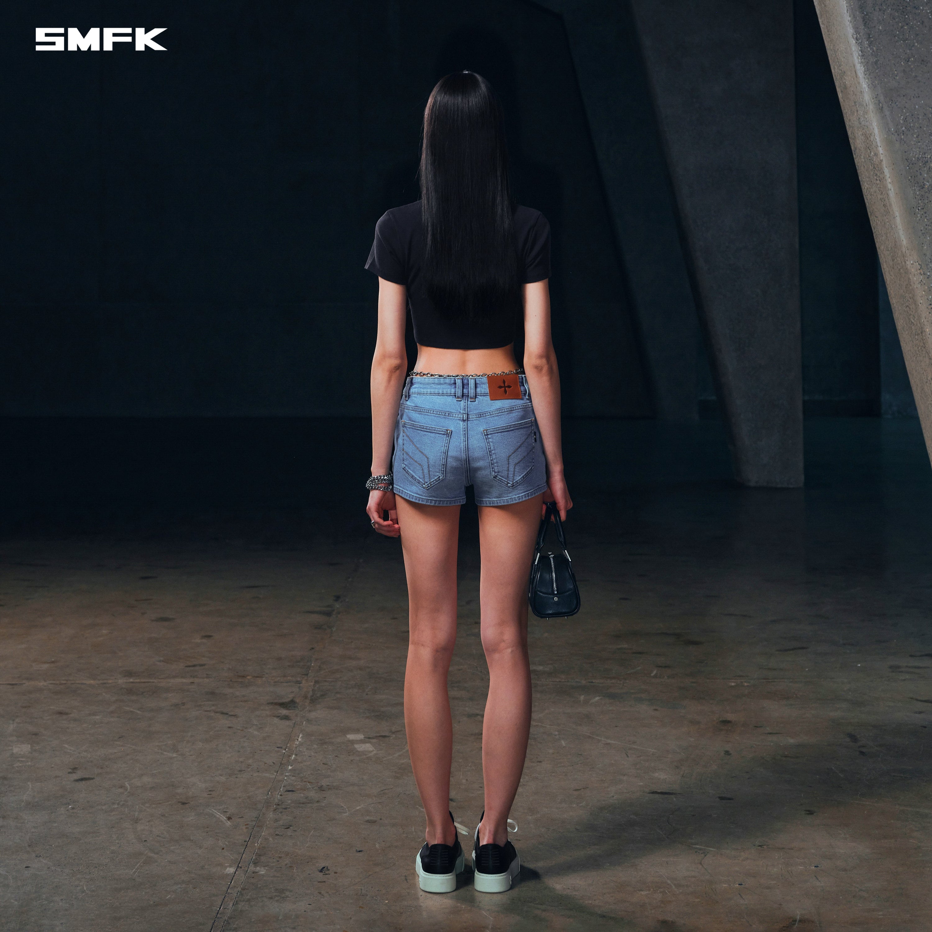RAGE ROVE SLIM DENIM SHORTS-HIGH/HANDCRAFTED WILD BLUE