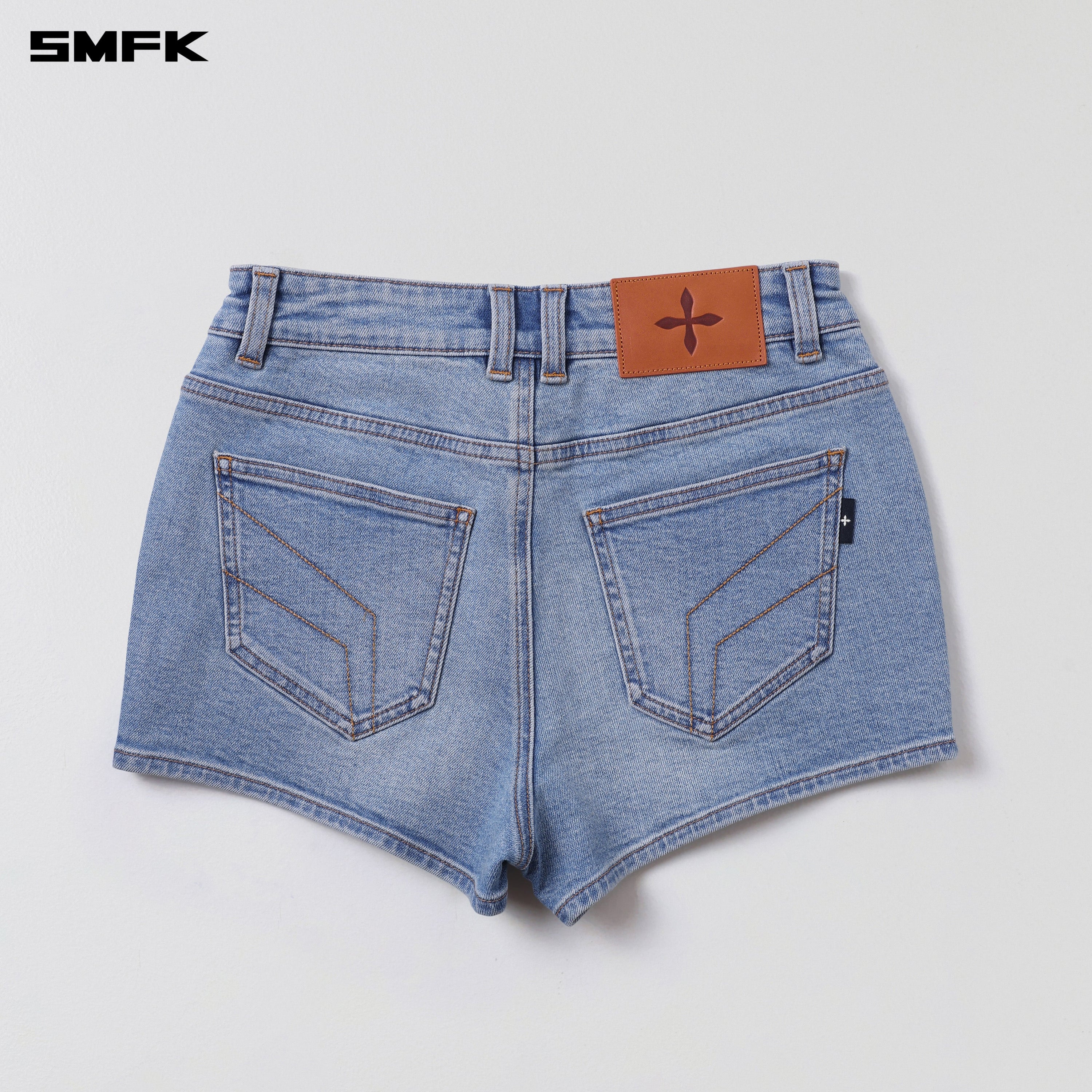 RAGE ROVE SLIM DENIM SHORTS-HIGH/HANDCRAFTED WILD BLUE