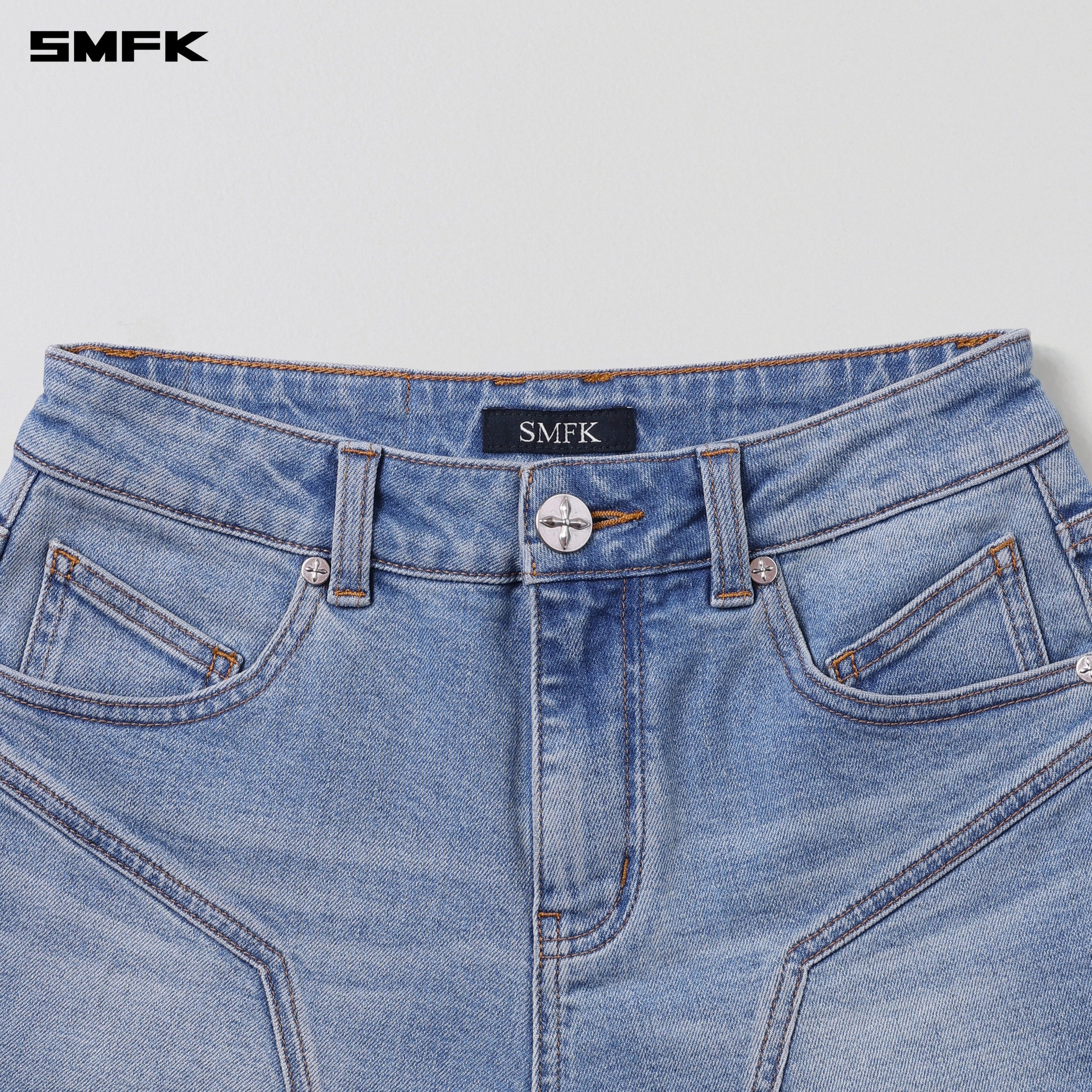 RAGE ROVE SLIM DENIM SHORTS-HIGH/HANDCRAFTED WILD BLUE