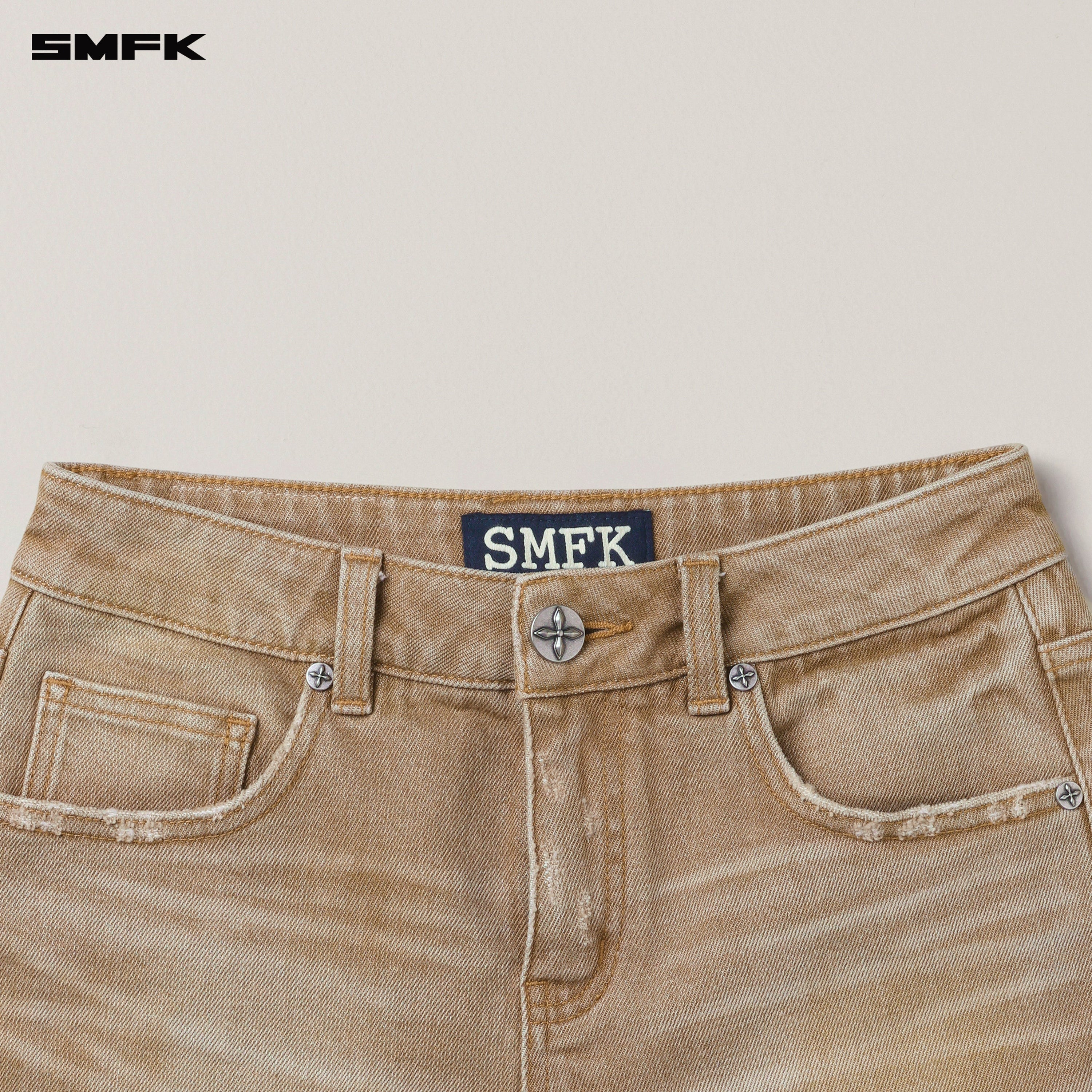 RAGE WILD HANDCRAFT HIGH WAIST DENIM SHORTS WILD COWBOY BROWN
