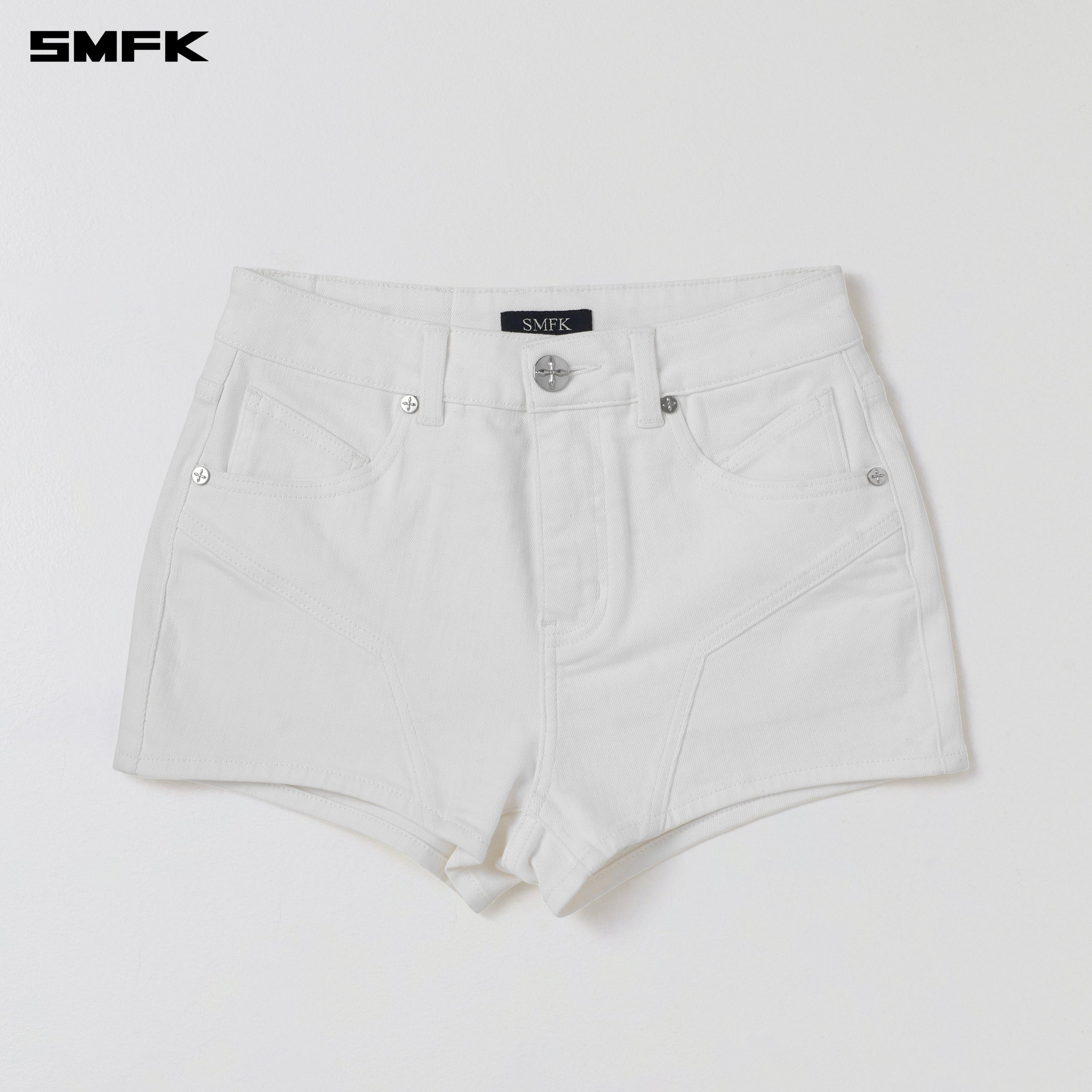 RAGE ROVE SLIM DENIM SHORTS-HIGH/HANDCRAFTED CLOUD WHITE