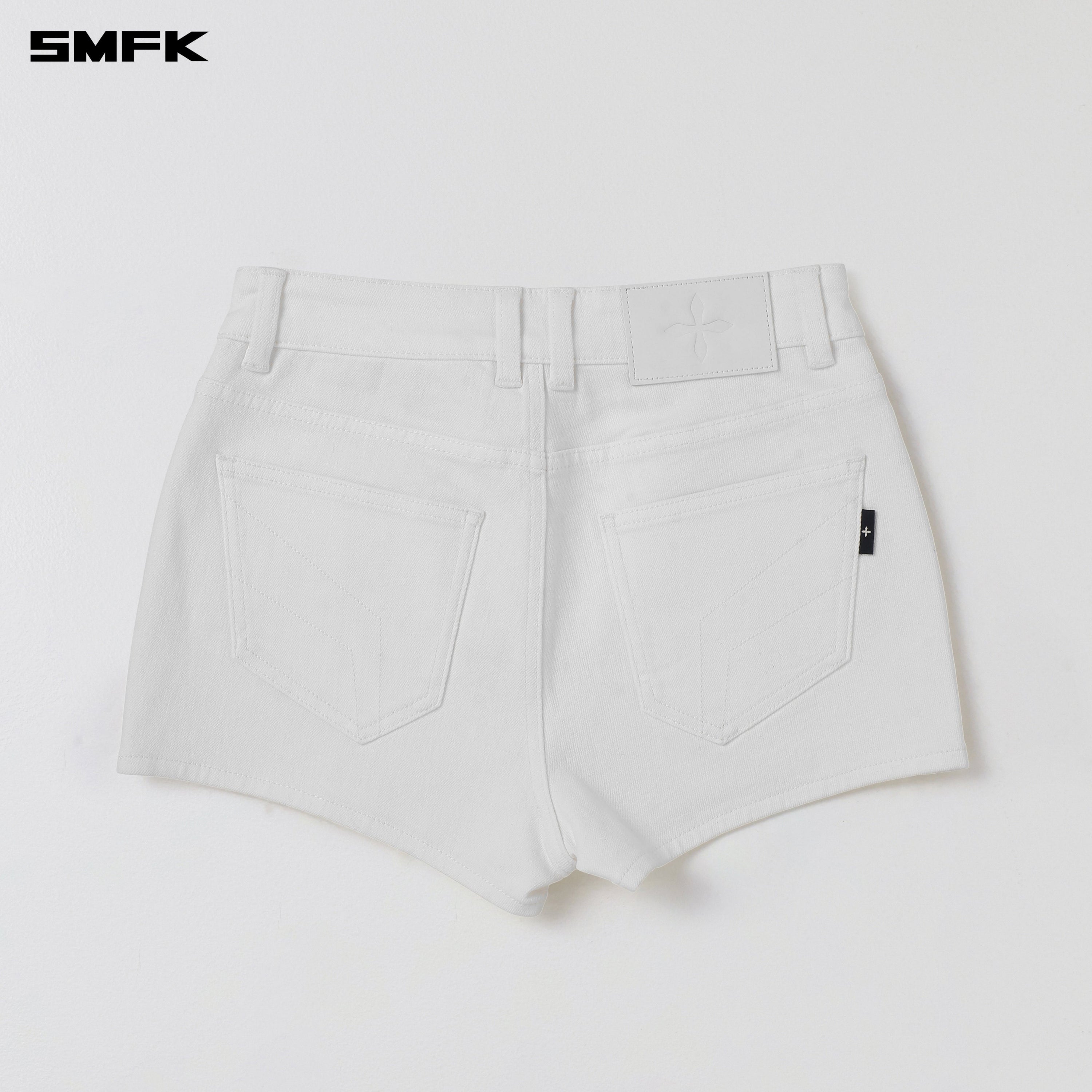 RAGE ROVE SLIM DENIM SHORTS-HIGH/HANDCRAFTED CLOUD WHITE