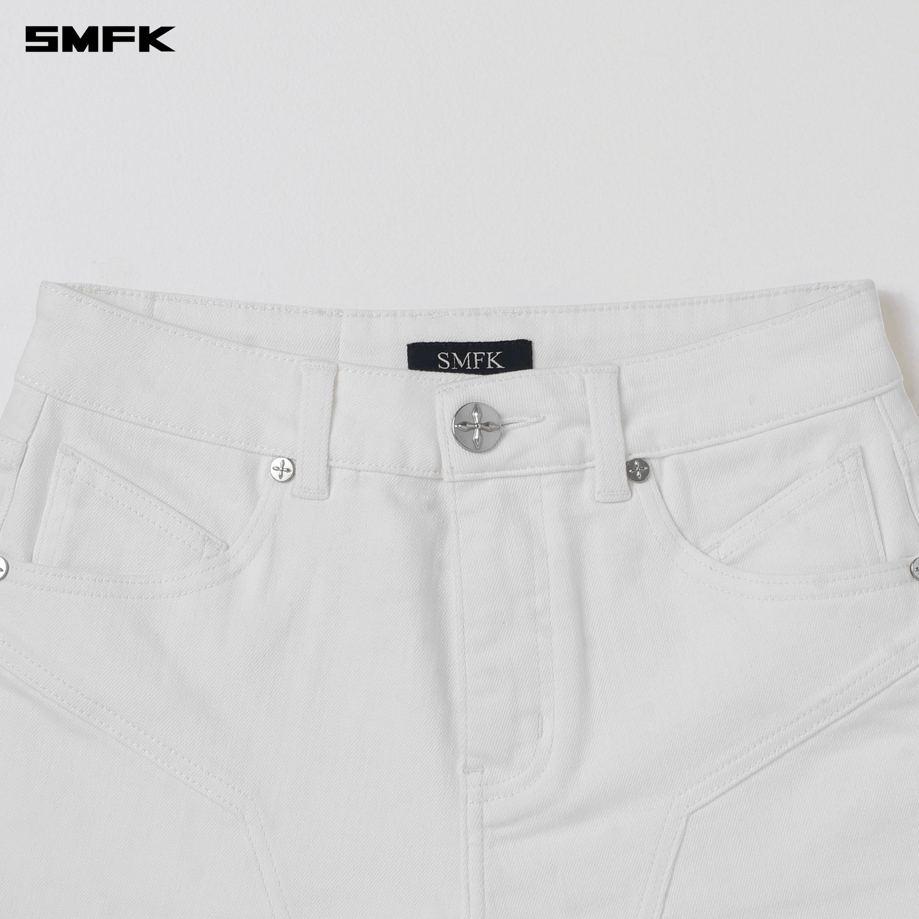 RAGE ROVE SLIM DENIM SHORTS-HIGH/HANDCRAFTED CLOUD WHITE