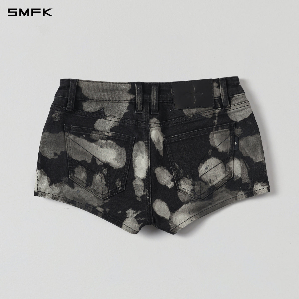 WILD MIRAGE HANDCRAFT SKINNY DENIM SHORTS/E-COTTON+HANDPAINTED ORIENTAL INK