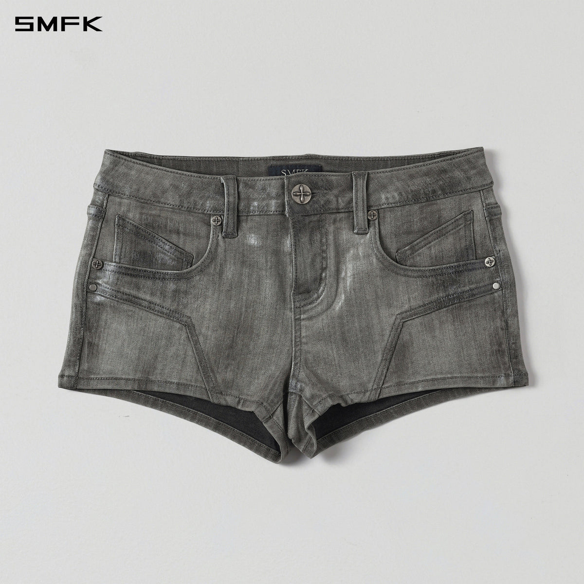 WILD MIRAGE HANDCRAFT SKINNY DENIM SHORTS/E-COTTON+WAX TWILIGHT GREY