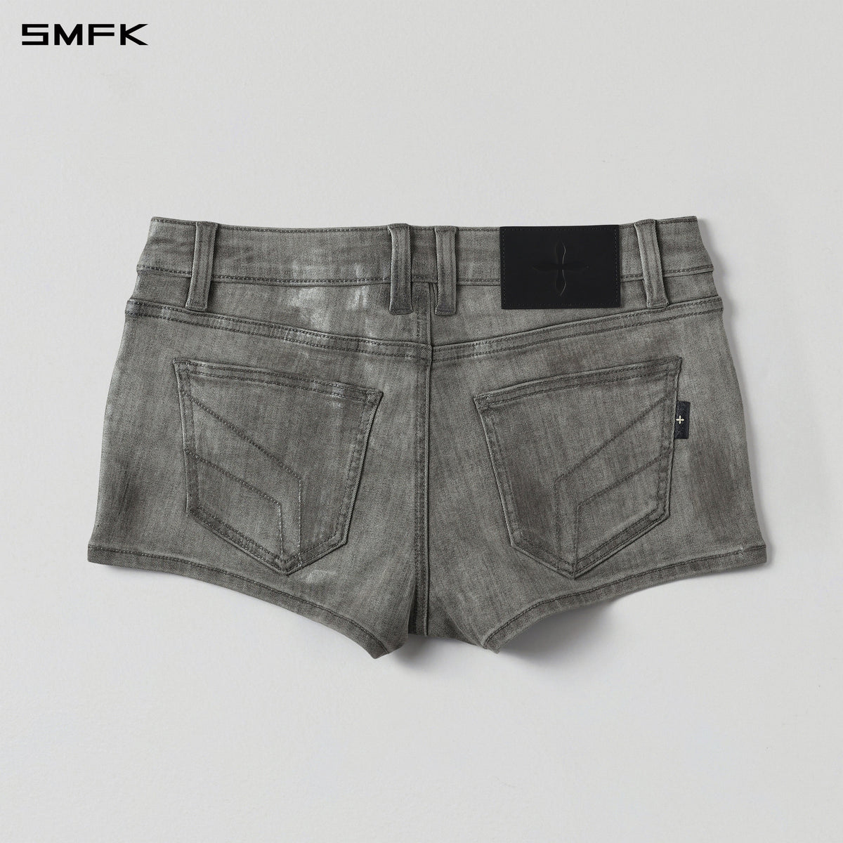 WILD MIRAGE HANDCRAFT SKINNY DENIM SHORTS/E-COTTON+WAX TWILIGHT GREY
