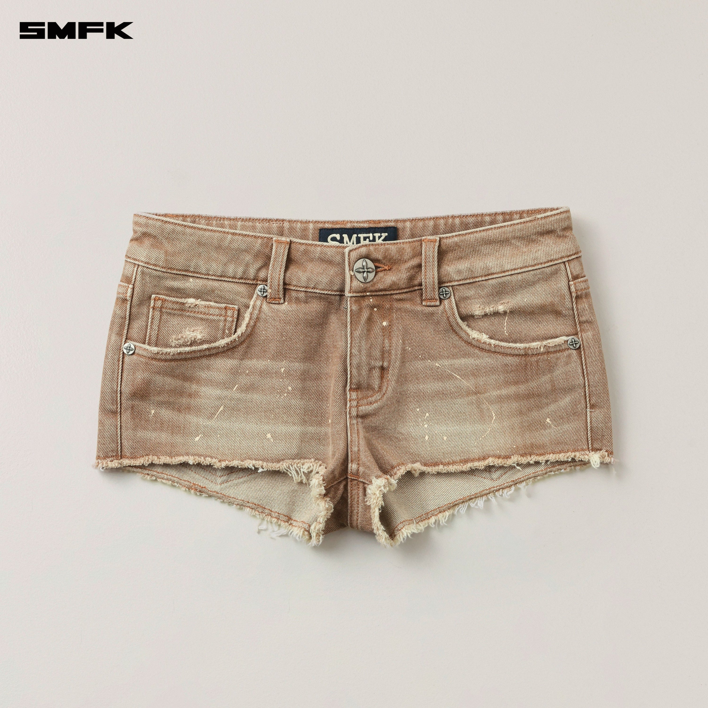 RAGE WILD ORIGIN HANDCRAFT DENIM BIKINI SHORTS WILD COWBOY BROWN