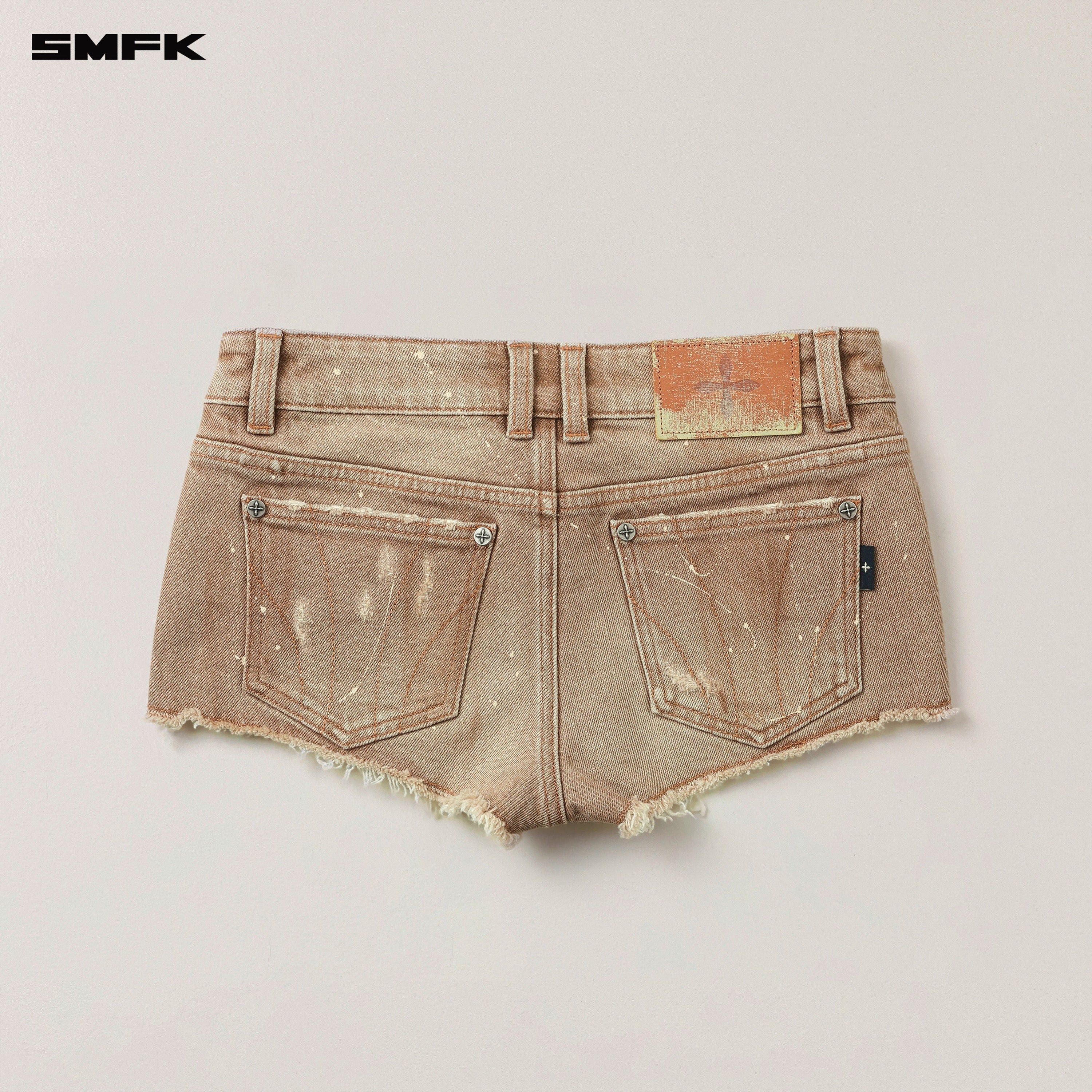 RAGE WILD ORIGIN HANDCRAFT DENIM BIKINI SHORTS WILD COWBOY BROWN