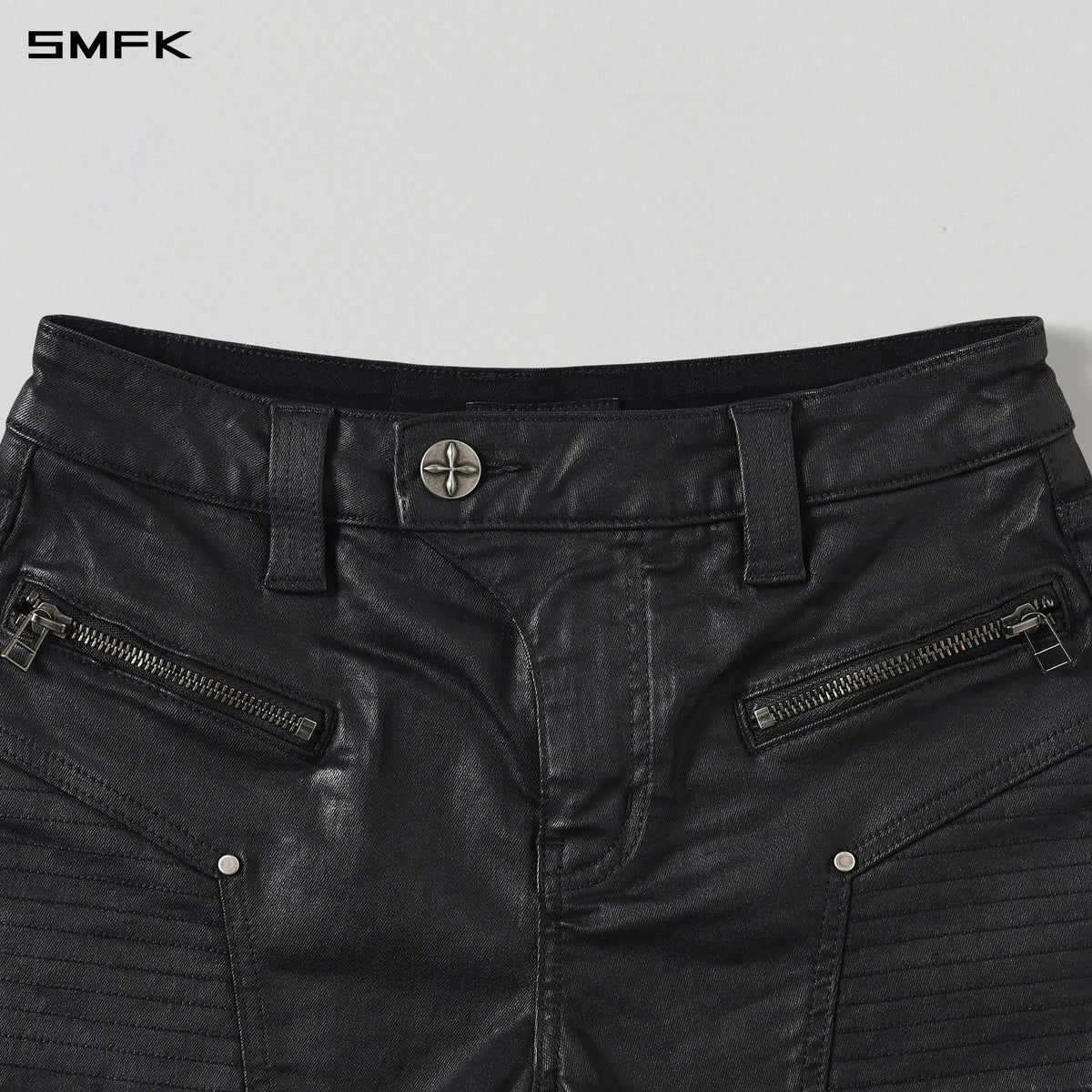 WILD MIRAGE HANDCRAFT WAX SKINNY RIDER SHORTS/E-COTTON+WAX INK BLACK