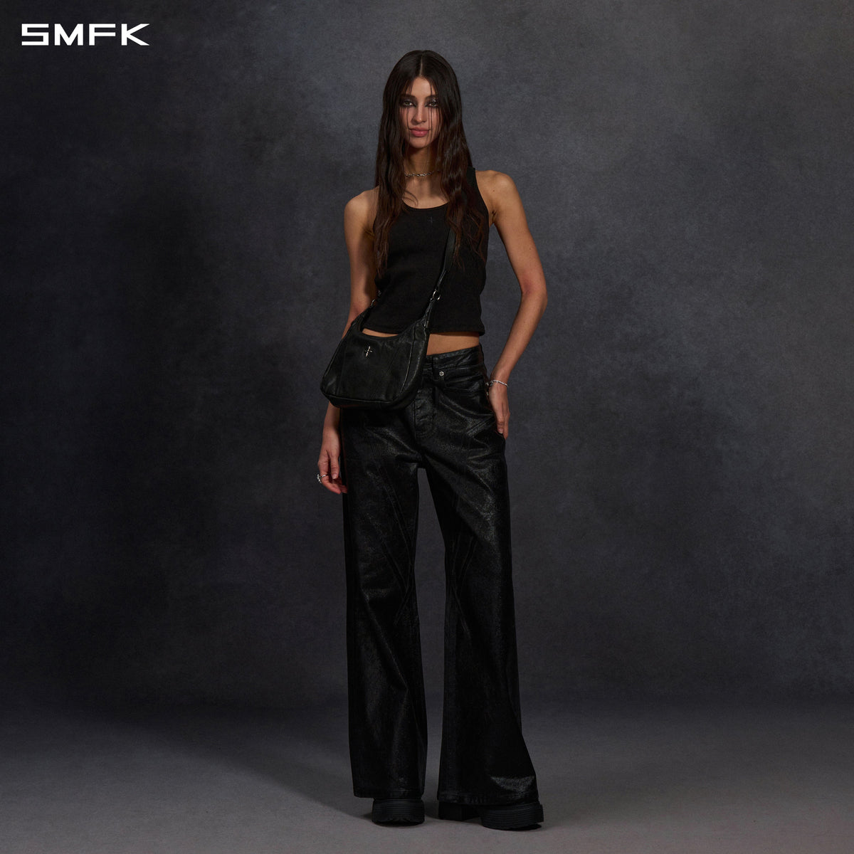 MIRAGE SIREN COLD DYE WAX STRT DENIM PANTS/COLD DYE+CRACK WAX/W INK BLACK