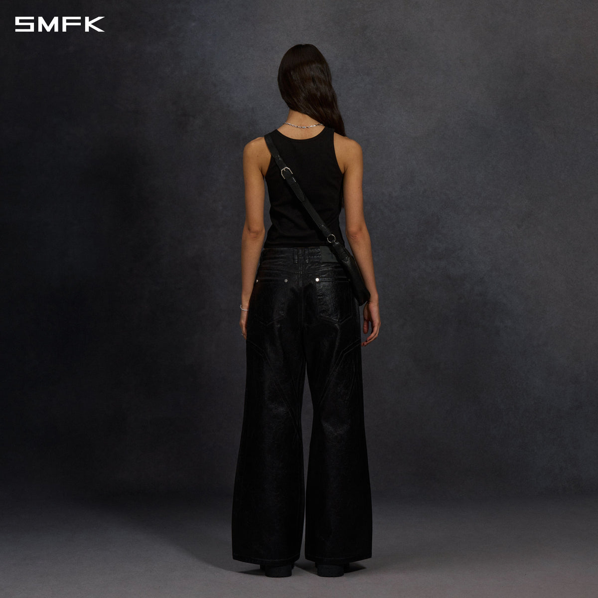 MIRAGE SIREN COLD DYE WAX STRT DENIM PANTS/COLD DYE+CRACK WAX/W INK BLACK