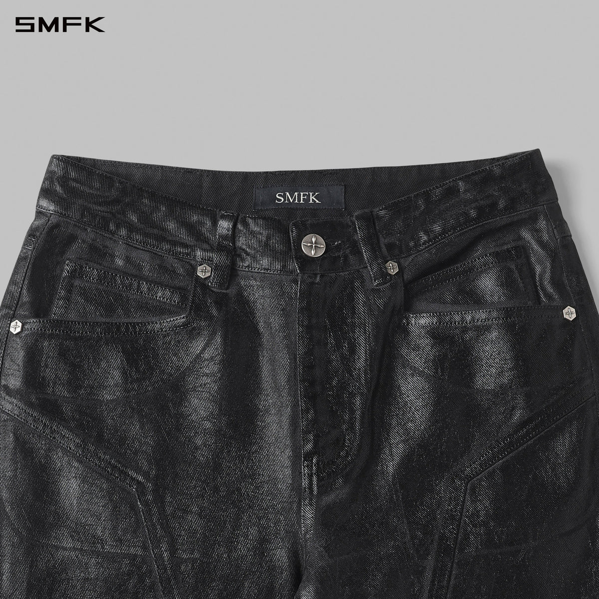 MIRAGE SIREN COLD DYE WAX STRT DENIM PANTS/COLD DYE+CRACK WAX/W INK BLACK