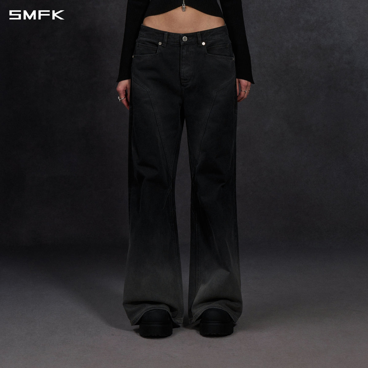 MIRAGE SIREN COLD DYE FADE STRT DENIM PANTS/COLD DYE/W FADE DARK GREY