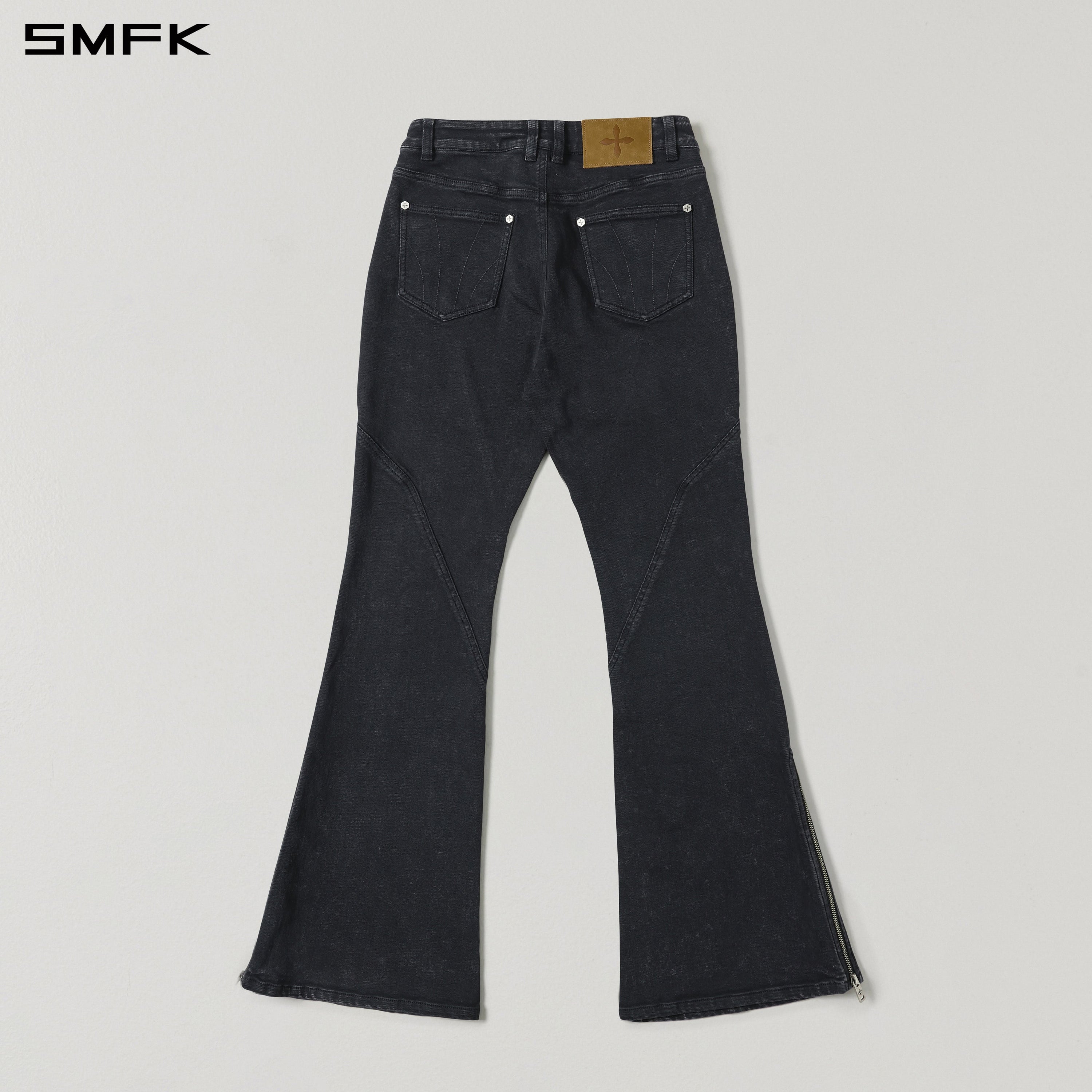 MIRAGE SIREN FLARED DENIM PANTS/GARMENT DYE VANISH BLACK