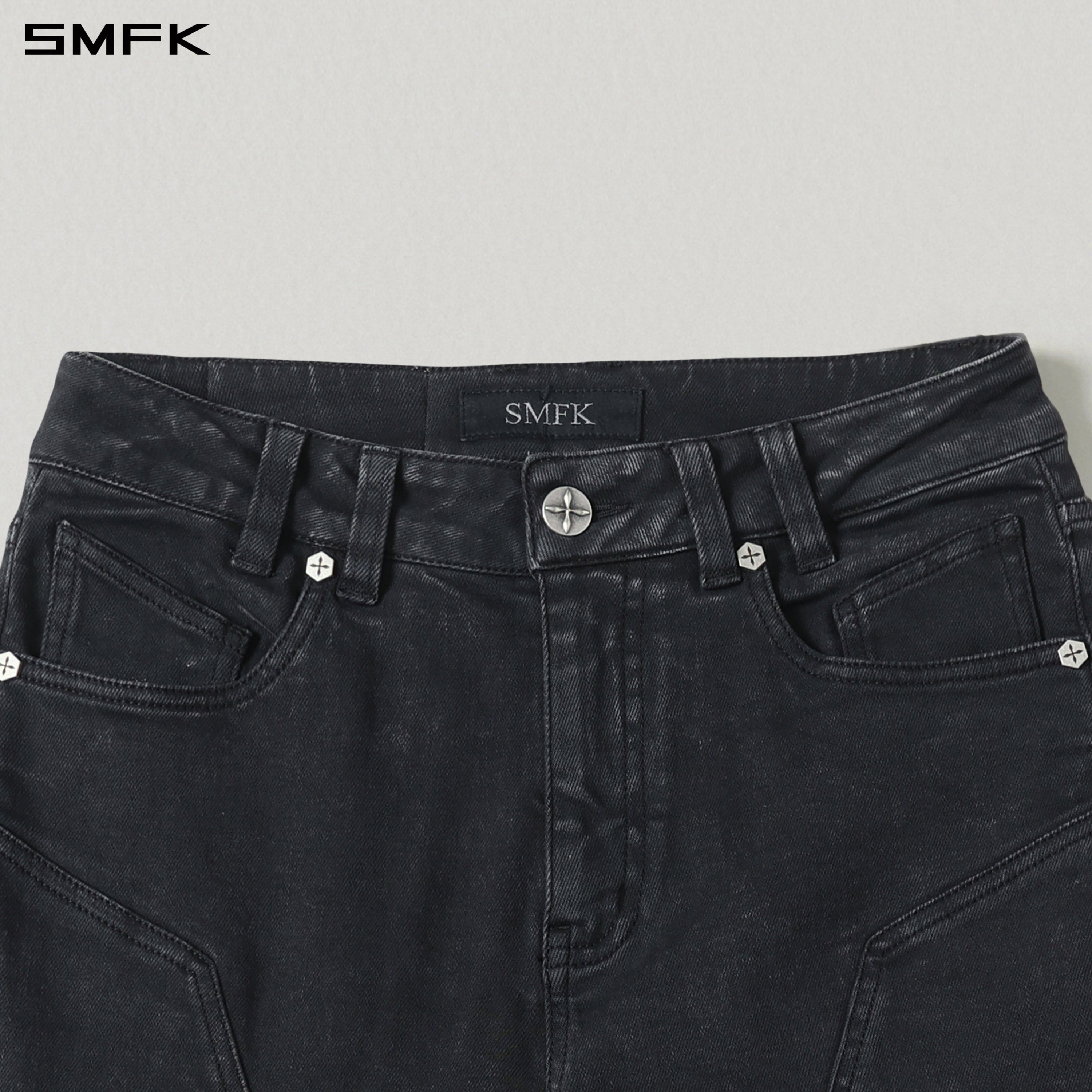 MIRAGE SIREN FLARED DENIM PANTS/GARMENT DYE VANISH BLACK