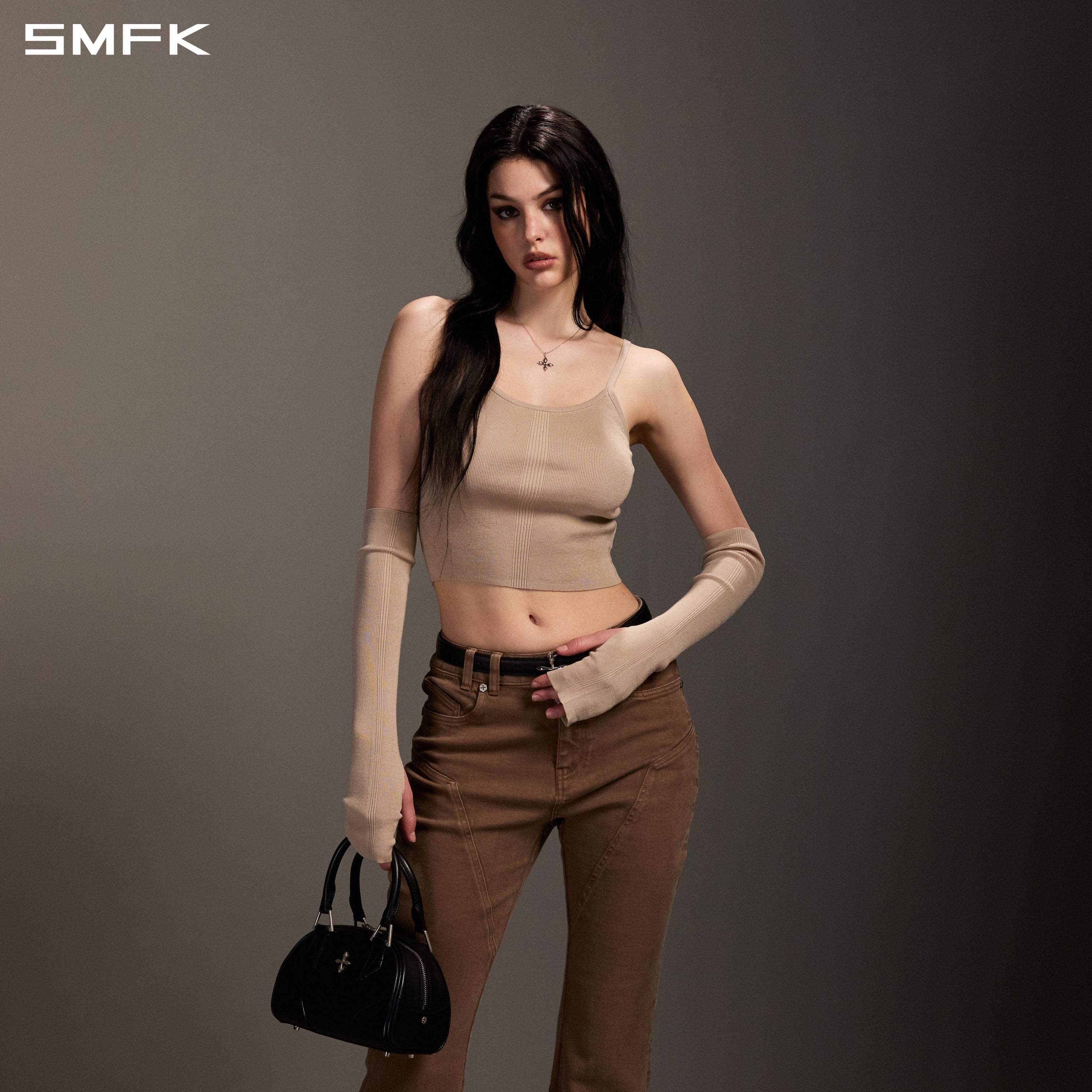 MIRAGE SIREN FLARED DENIM PANTS/GARMENT DYE VANISH BROWN