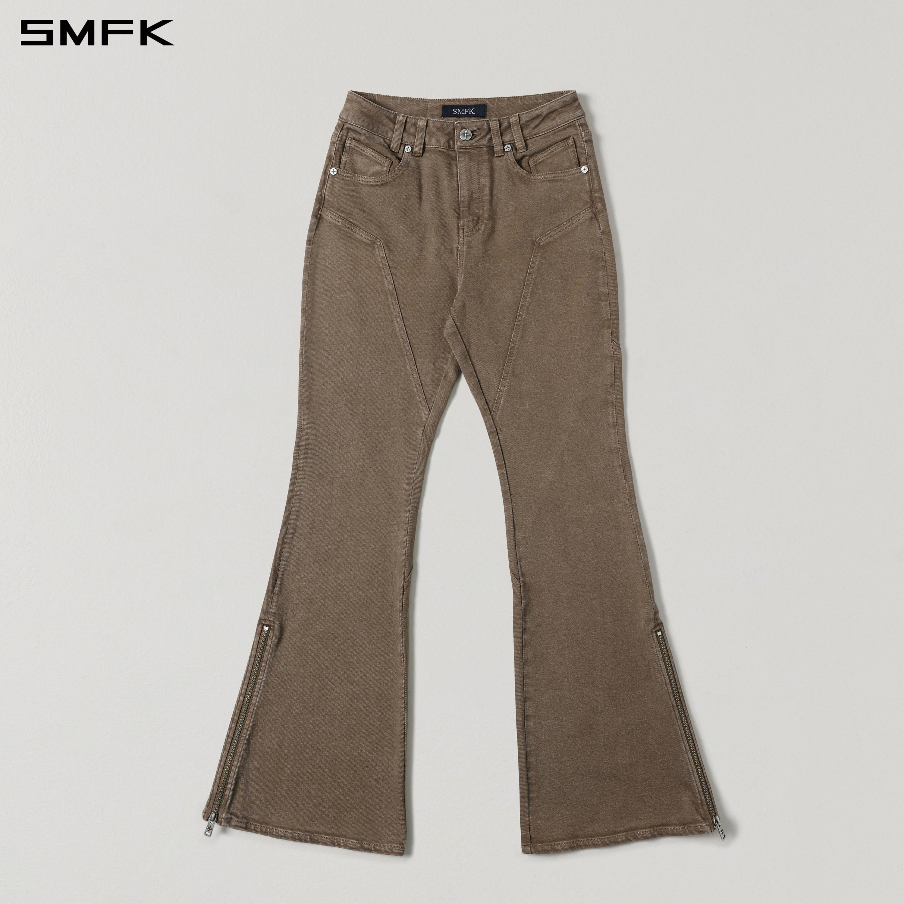MIRAGE SIREN FLARED DENIM PANTS/GARMENT DYE VANISH BROWN