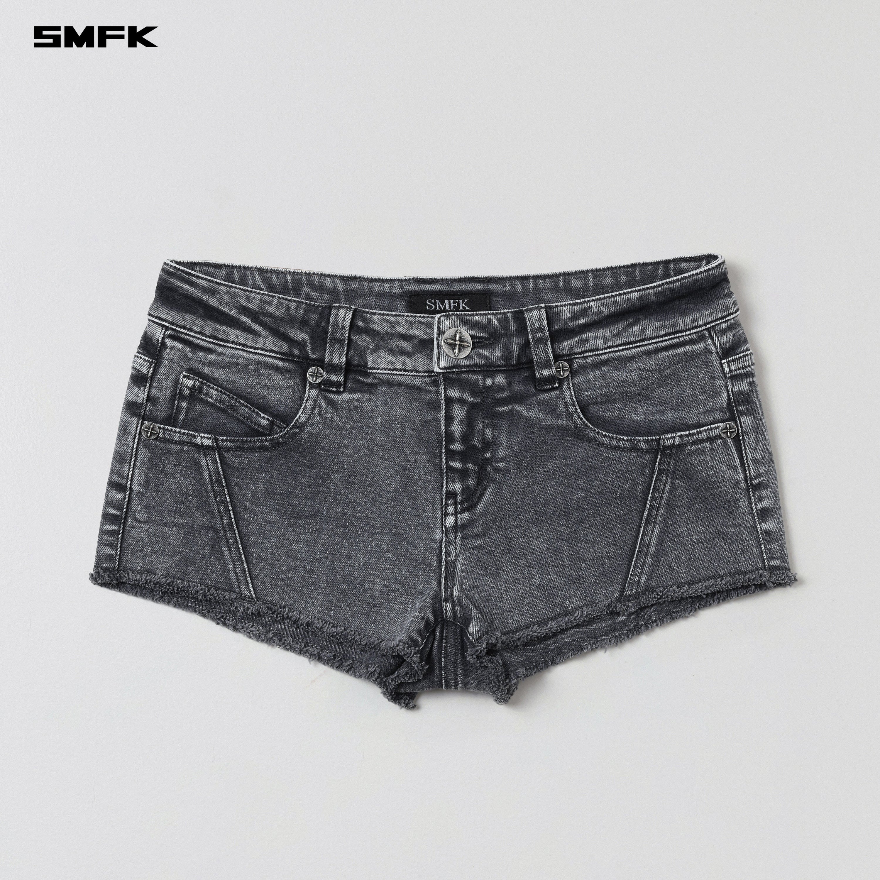 VINTAGE VANISH SKINNY DENIM SHORTS-LOW/GARMENT DYE STORM GREY