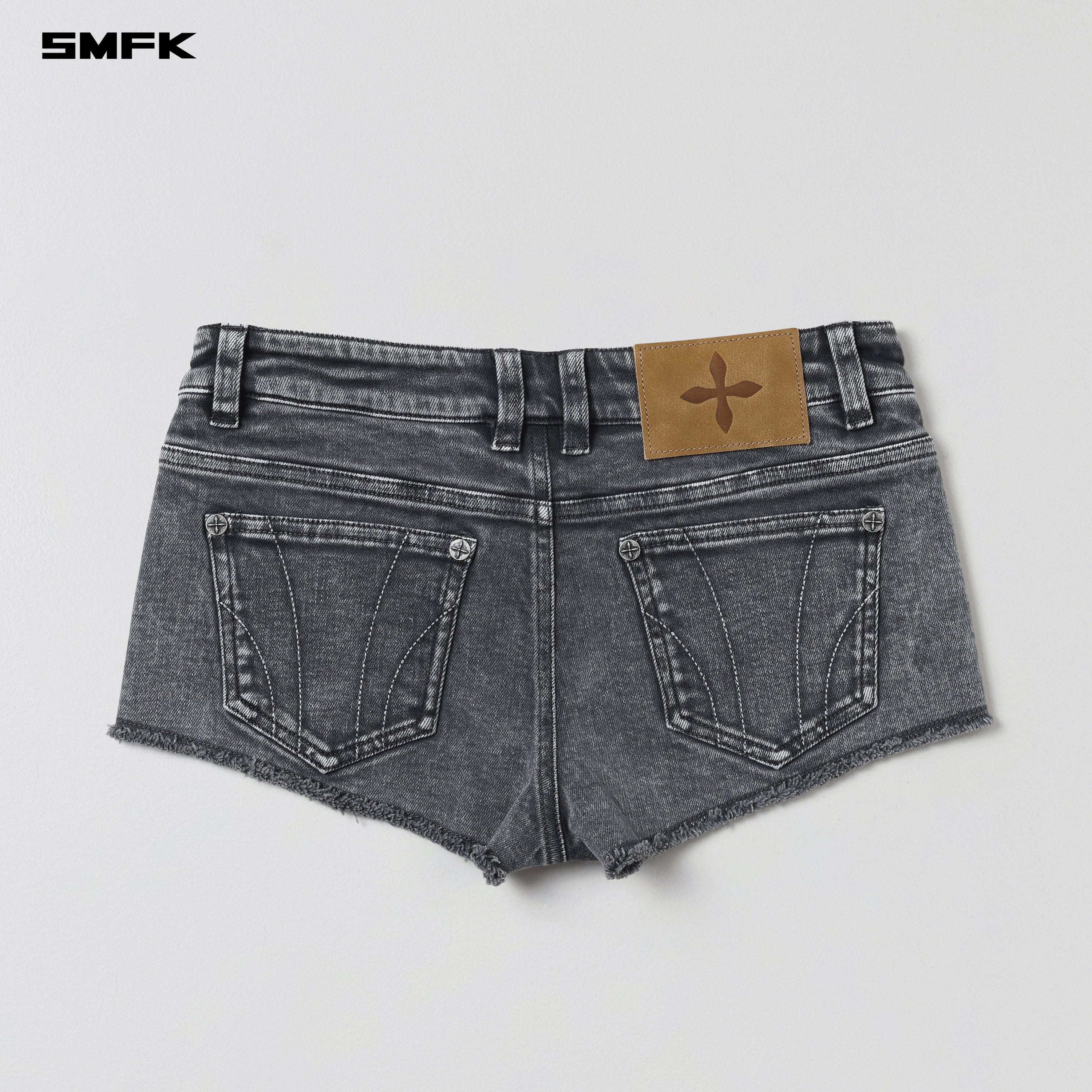 VINTAGE VANISH SKINNY DENIM SHORTS-LOW/GARMENT DYE STORM GREY