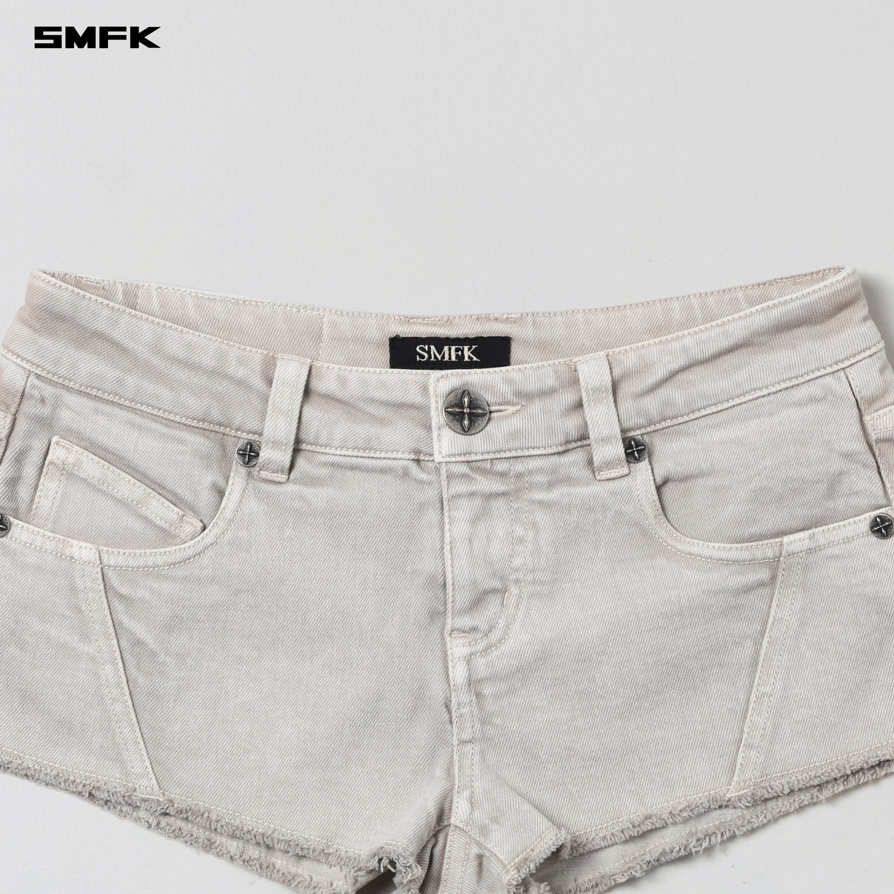 VINTAGE VANISH SKINNY DENIM SHORTS-LOW/GARMENT DYE VANISH WHITE