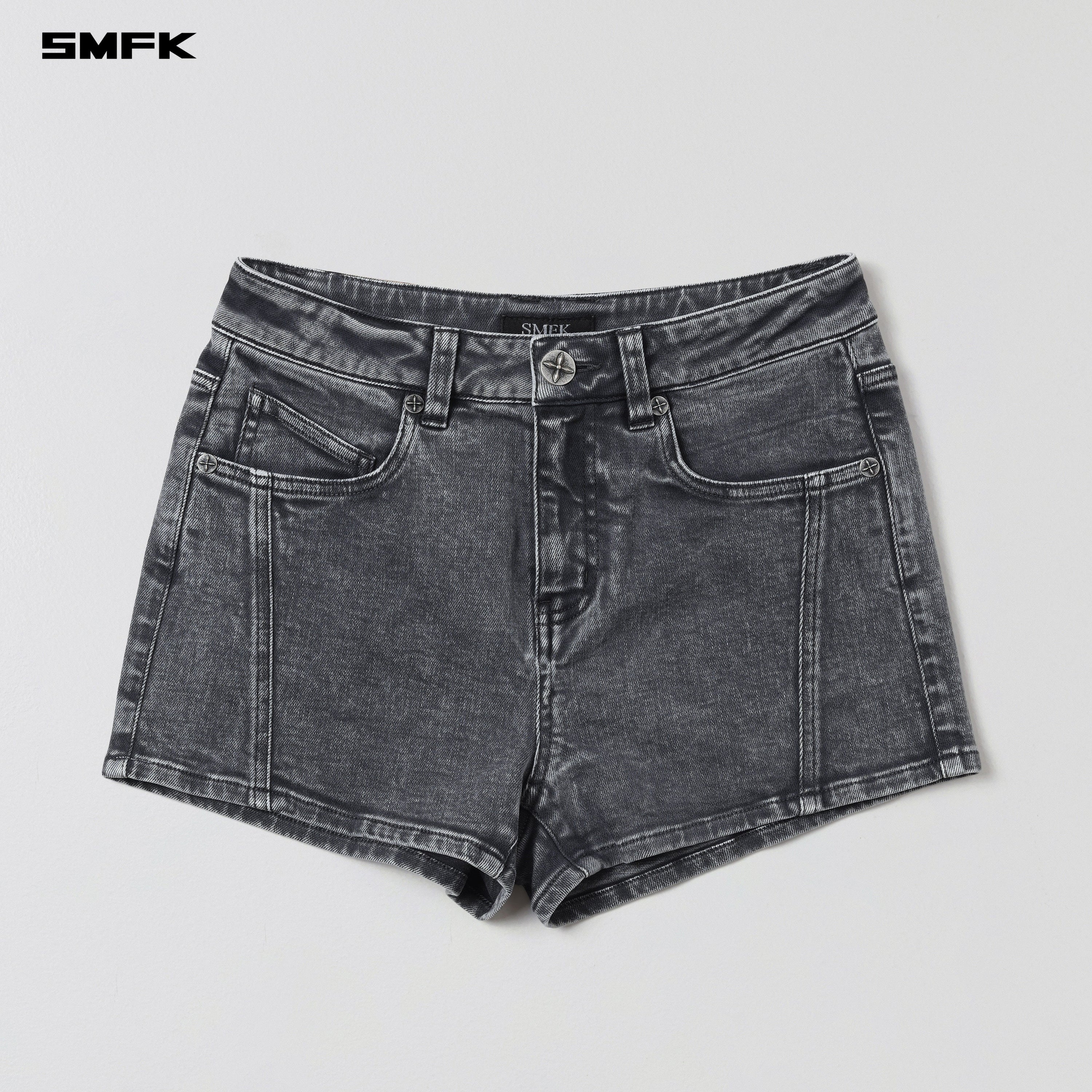VINTAGE VANISH SKINNY DENIM SHORTS/GARMENT DYE STORM GREY