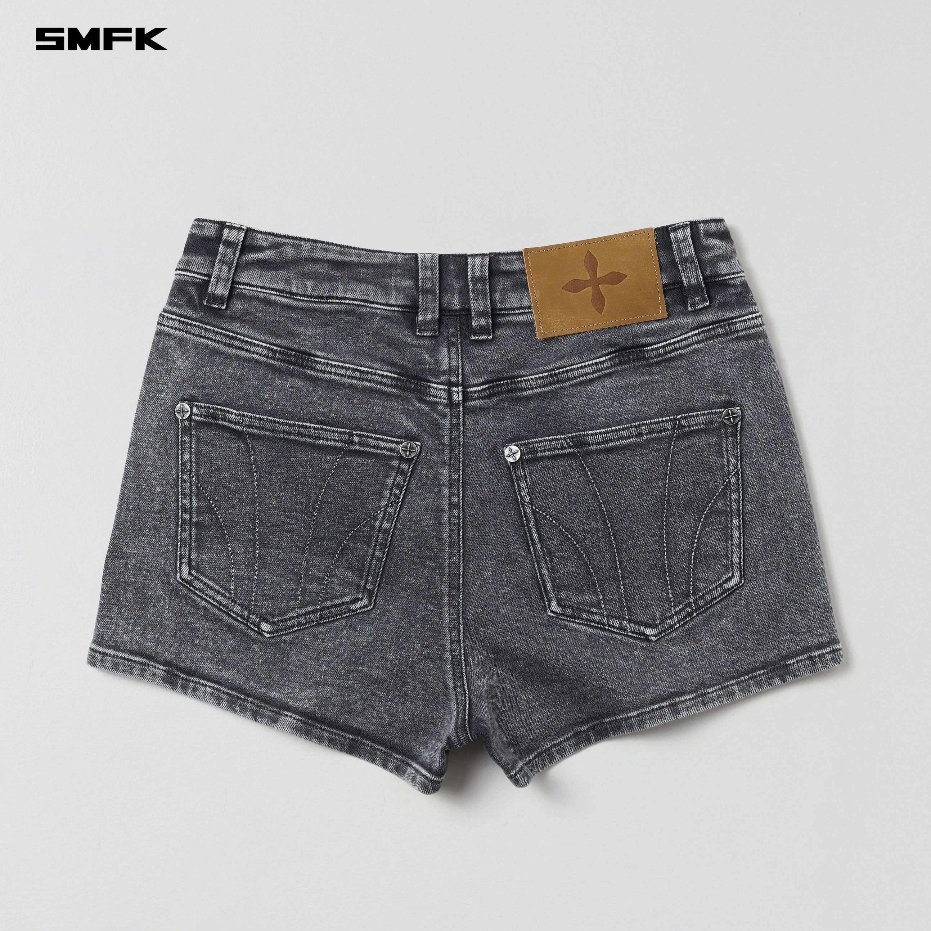 VINTAGE VANISH SKINNY DENIM SHORTS/GARMENT DYE STORM GREY