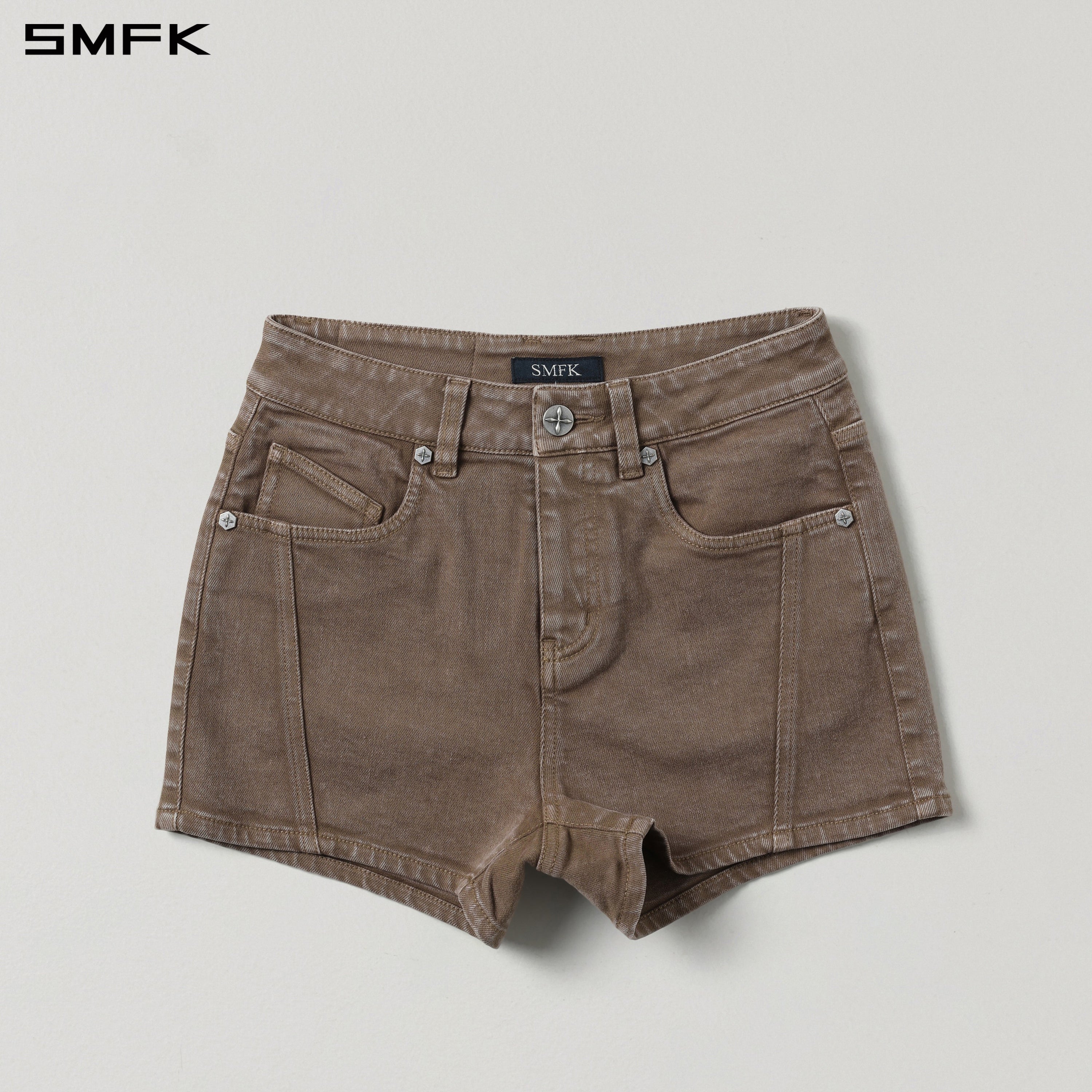 VINTAGE VANISH SKINNY DENIM SHORTS/GARMENT DYE VANISH BROWN