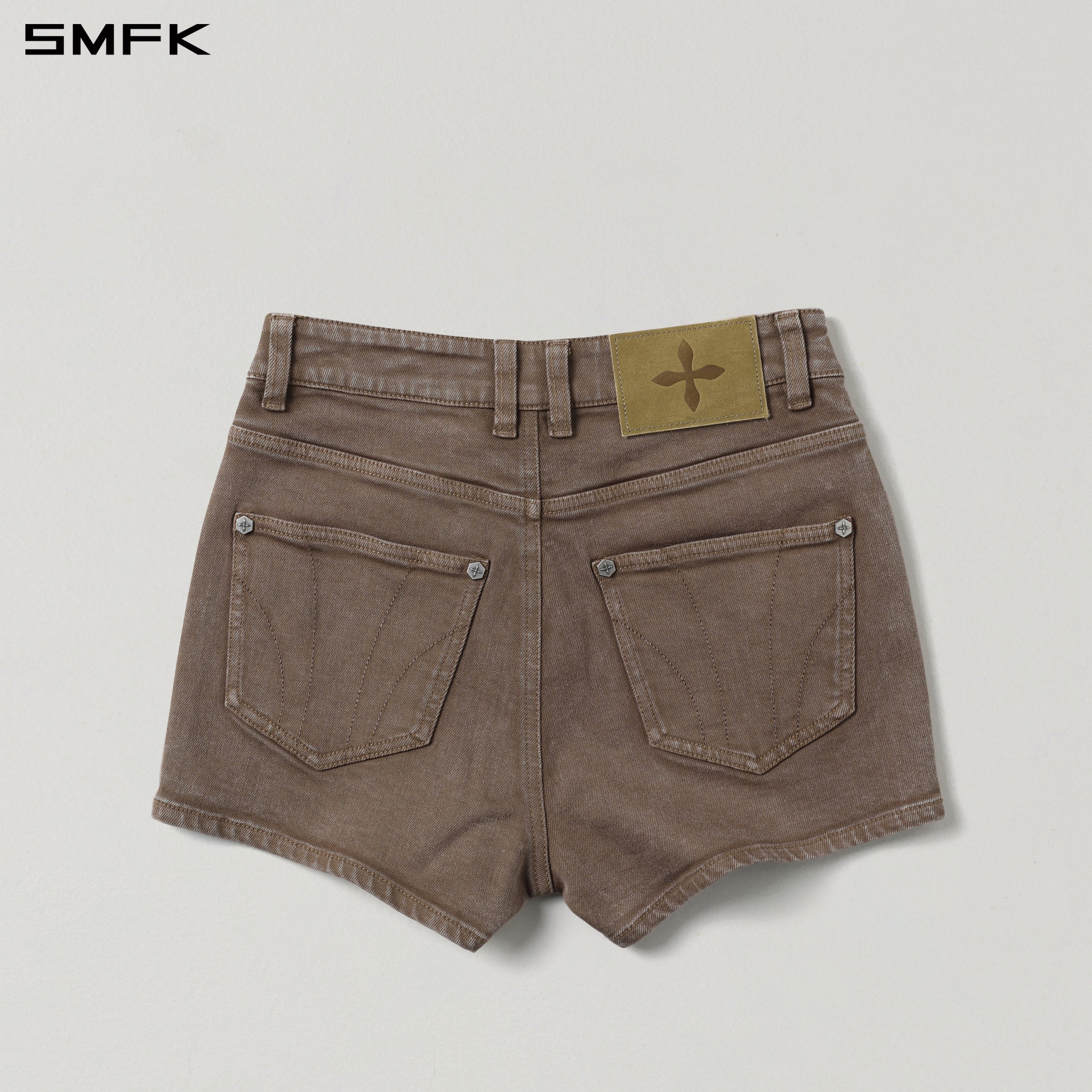 VINTAGE VANISH SKINNY DENIM SHORTS/GARMENT DYE VANISH BROWN