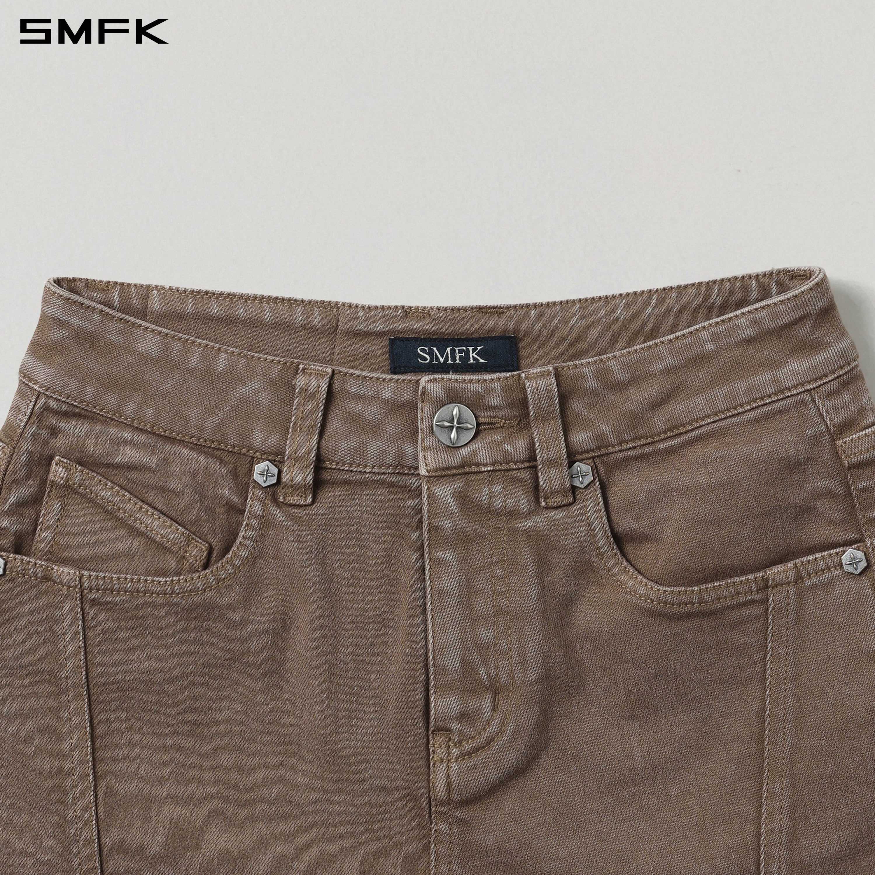 VINTAGE VANISH SKINNY DENIM SHORTS/GARMENT DYE VANISH BROWN