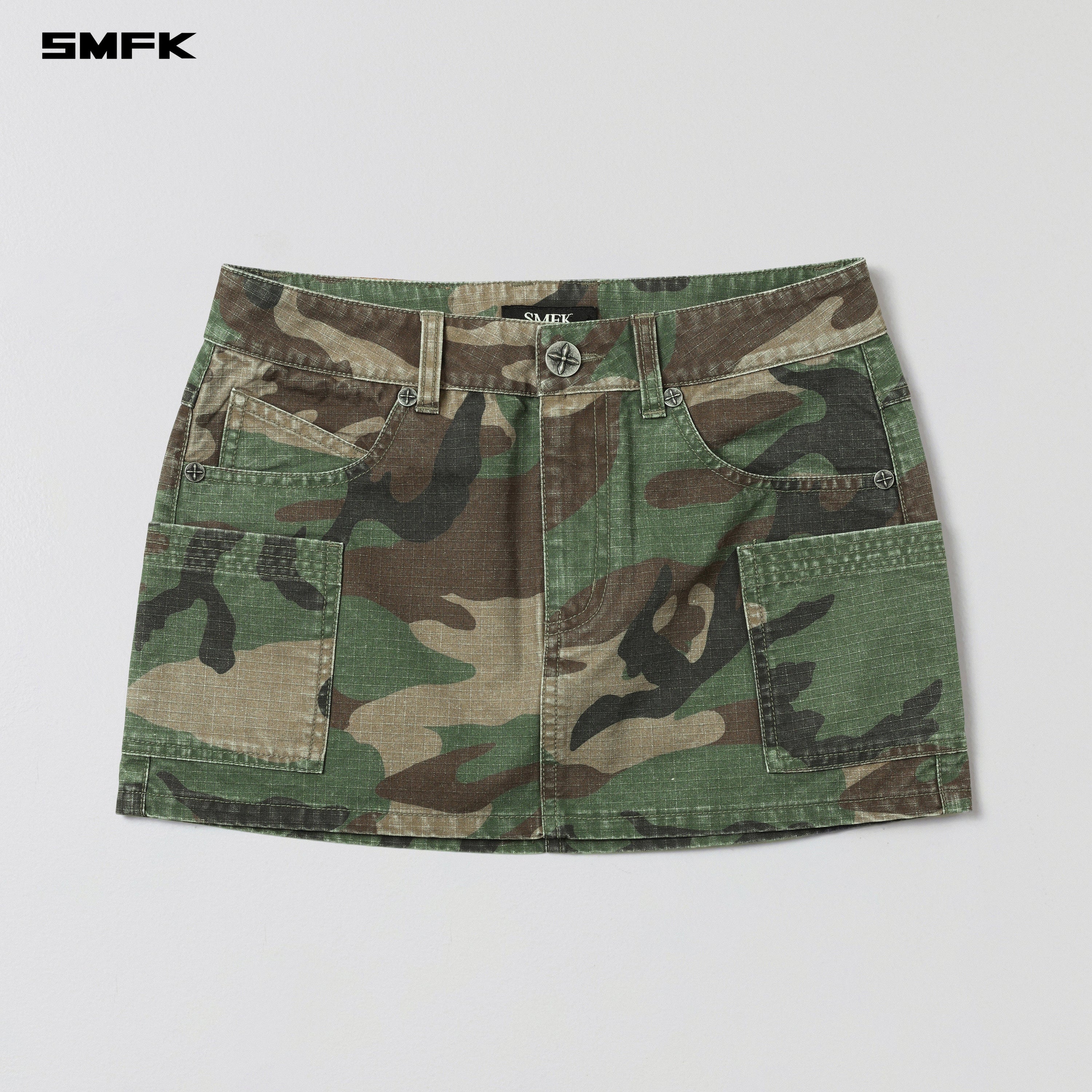VINTAGE VANISH CARGO SHORT DRESS/CAMO COTTON GREEN CAMOUFLAGE