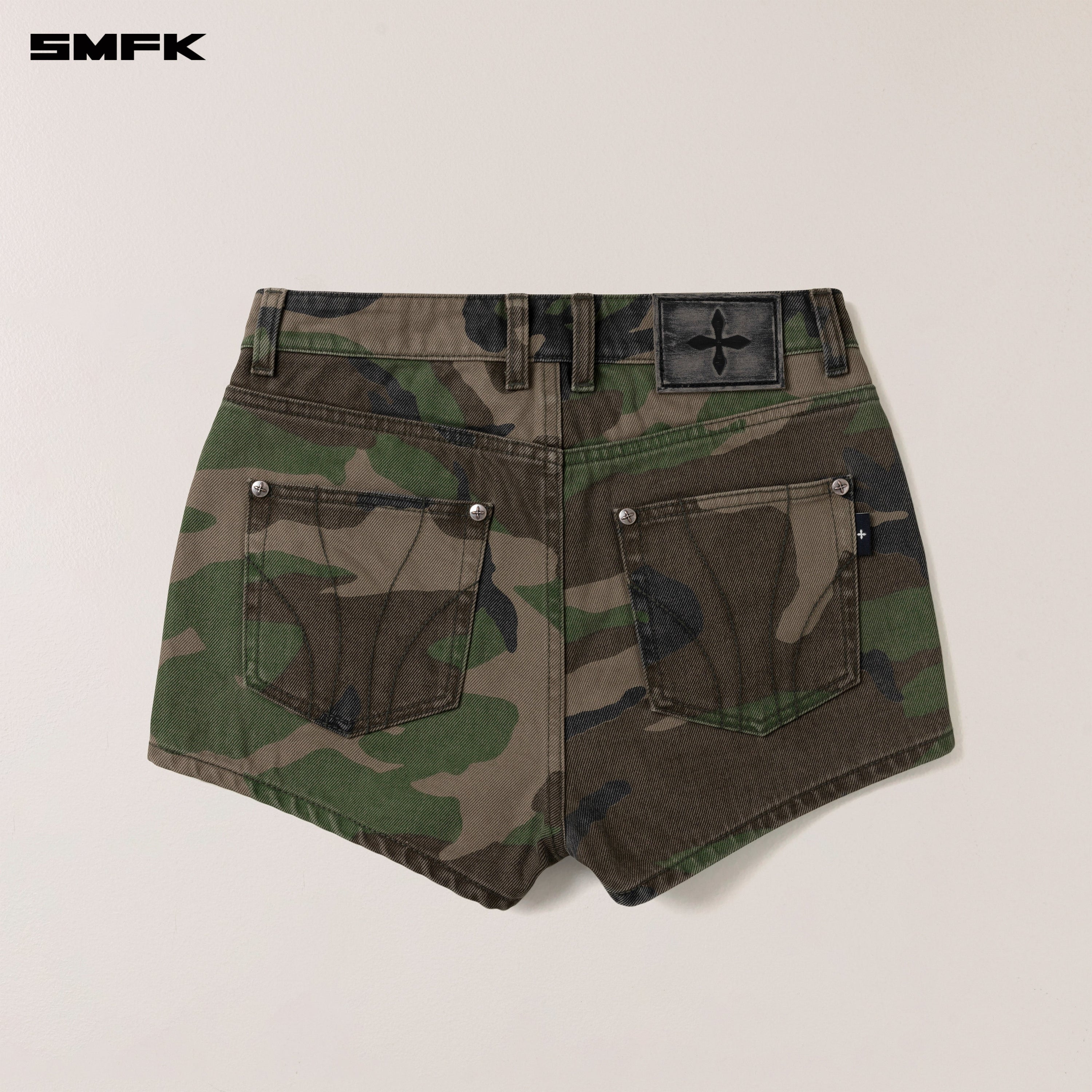 COMPASS DANCER DENIM FLAT SHORTS ARMY GREEN CAMOUFLAGE