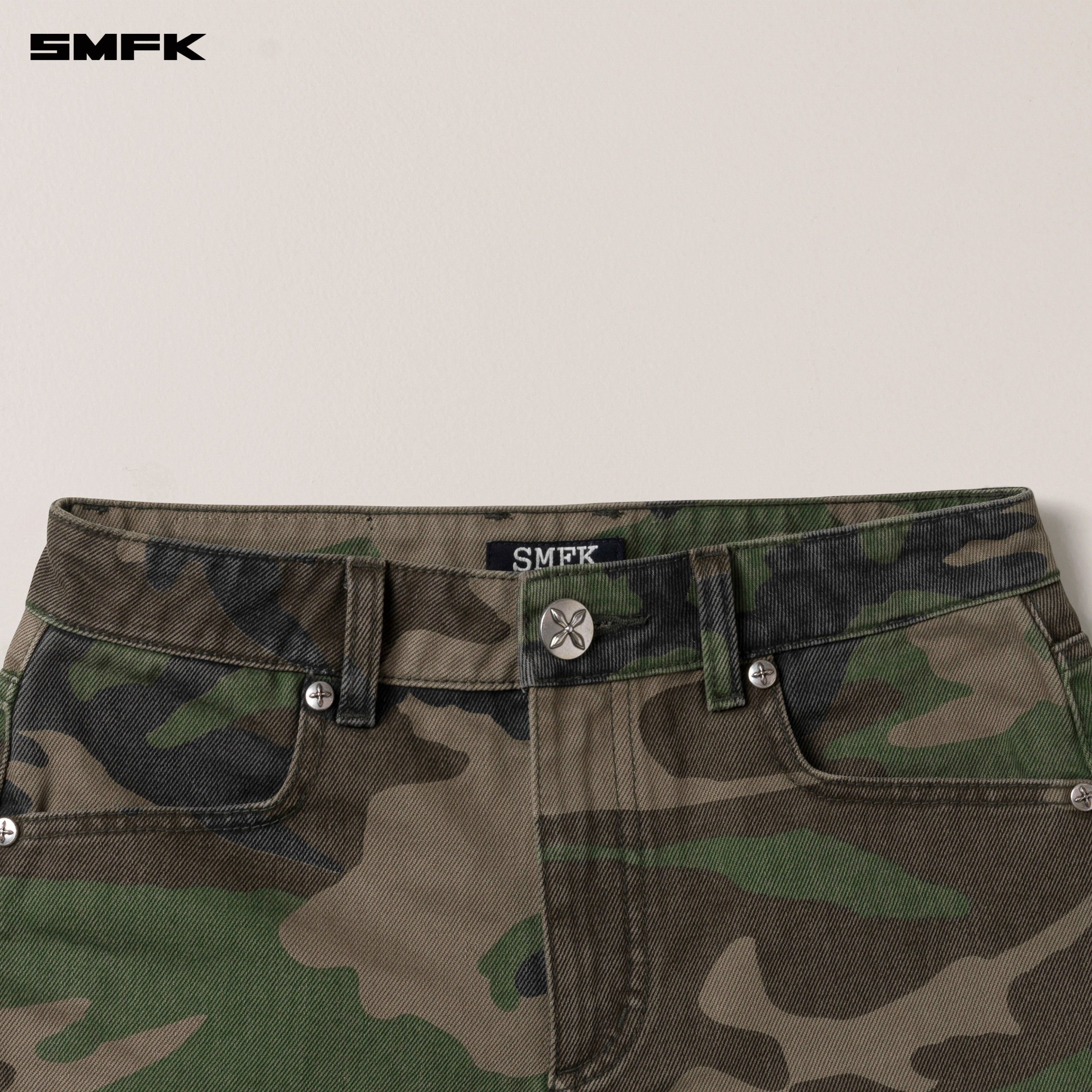 COMPASS DANCER DENIM FLAT SHORTS ARMY GREEN CAMOUFLAGE