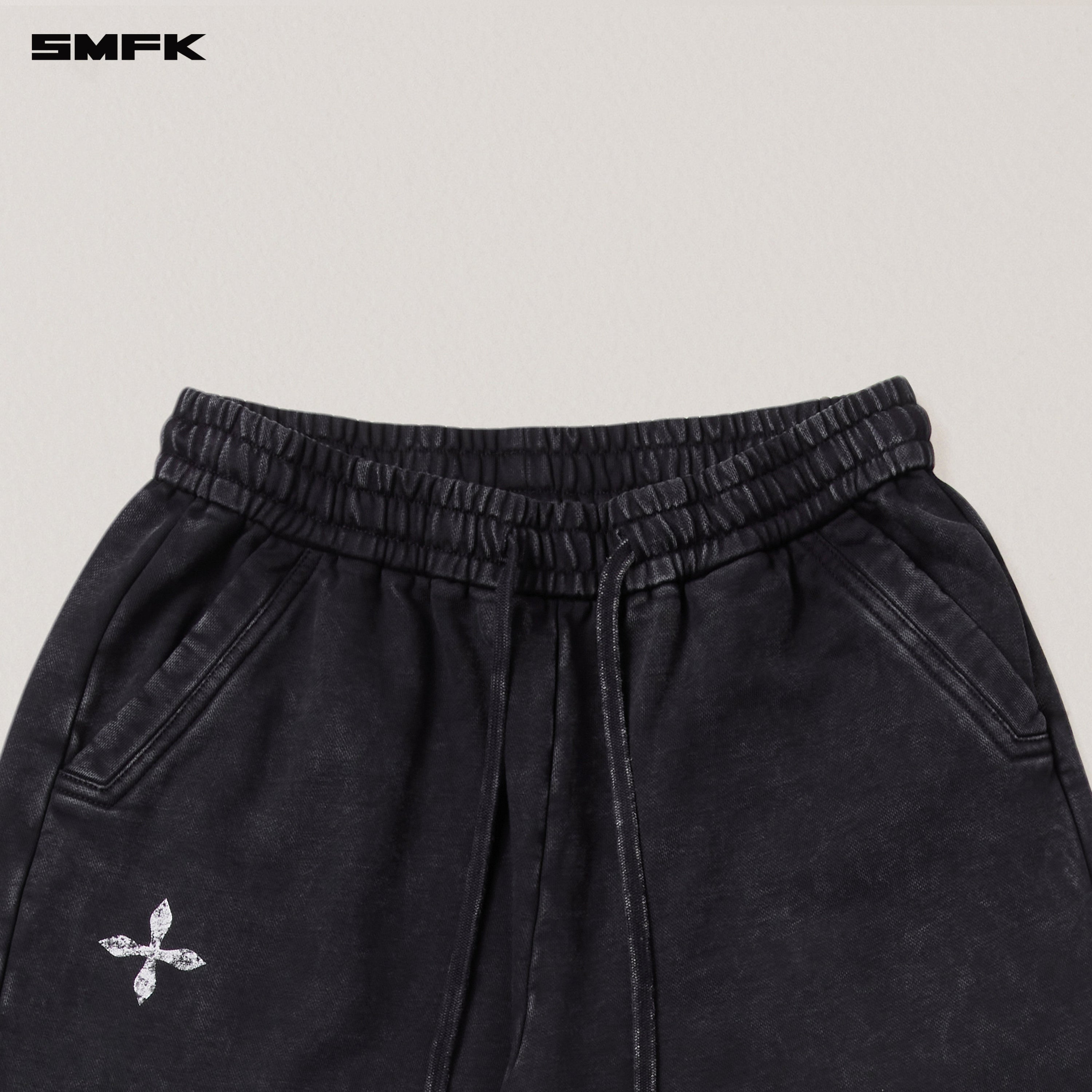 VINTAGE-SAVAGE LOOSE SPORTS PANTS/FADE DYE WILD BLACK