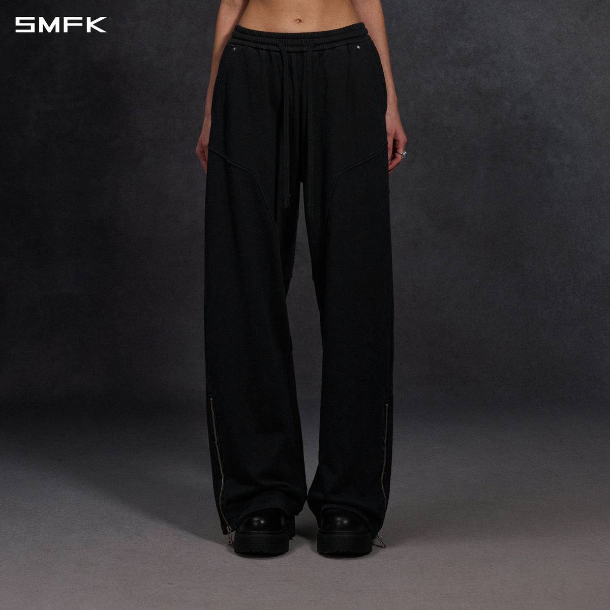 MYTH AEOLUS EVOLVE LOOSE KINTED PANTS /COLD DYE/U COLD DYE BLACK
