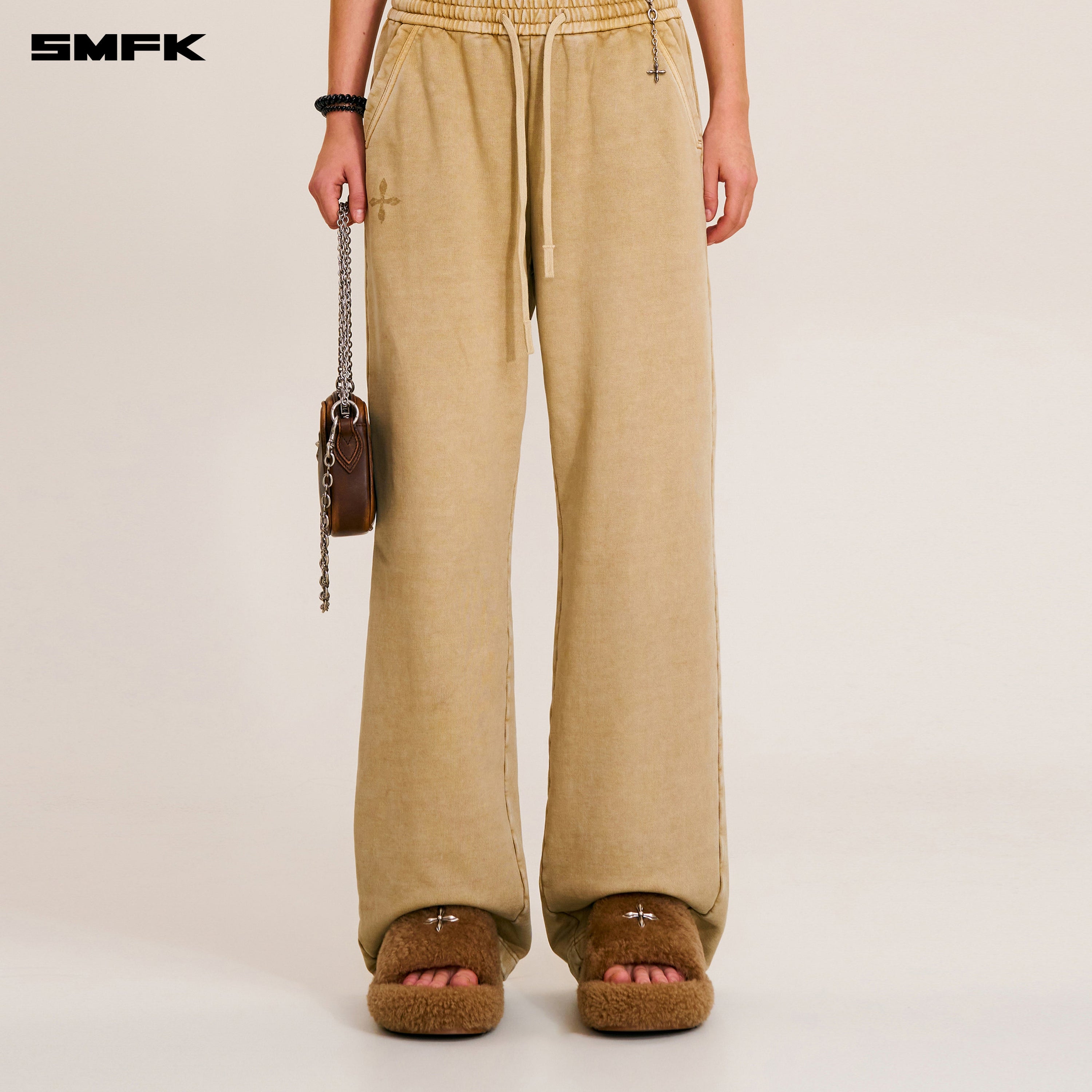 VINTAGE-SAVAGE LOOSE SPORTS PANTS/FADE DYE FADING DESERT