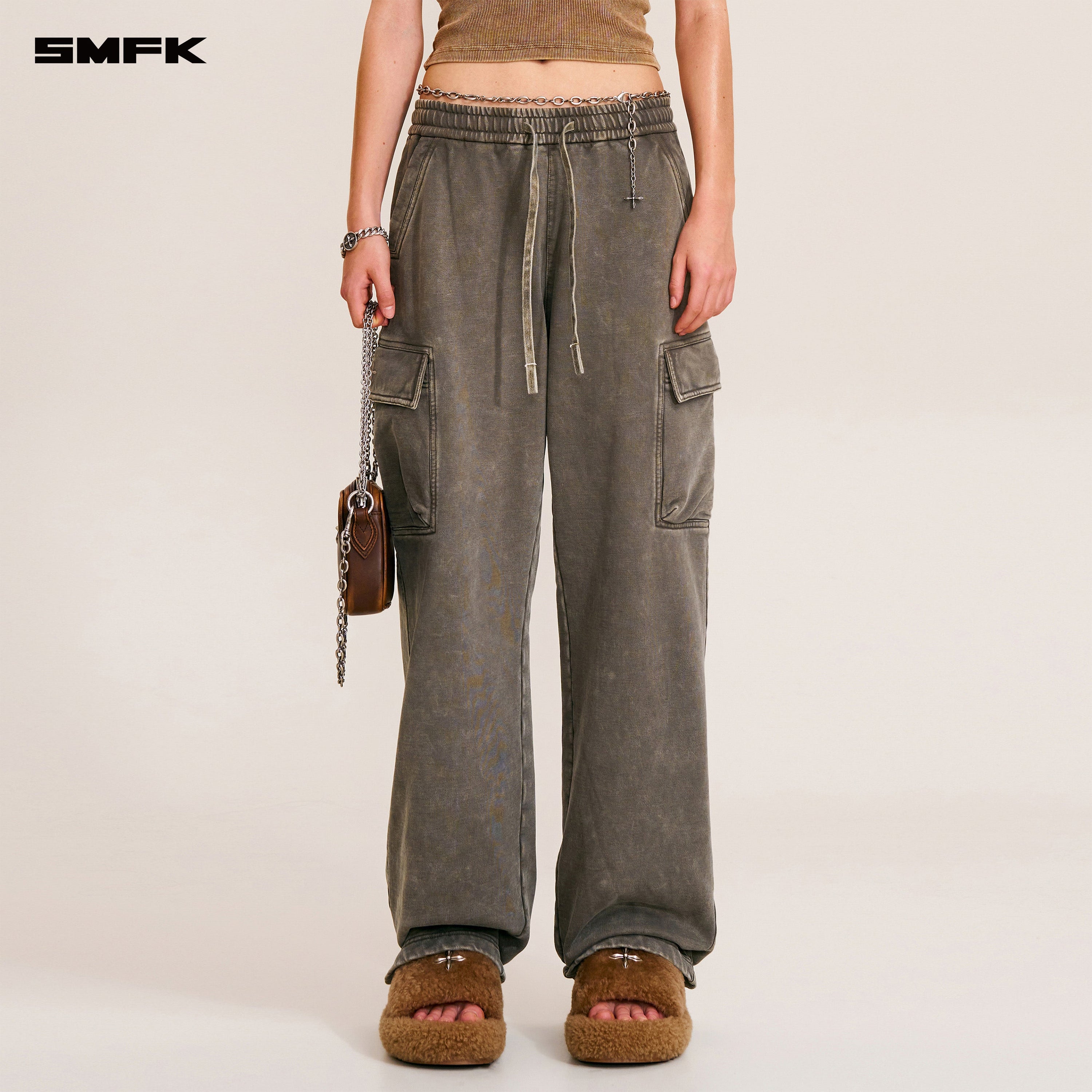 VINTAGE-SAFARI LOOSE SPORTS PANTS/FADE DYE WILD BROWN