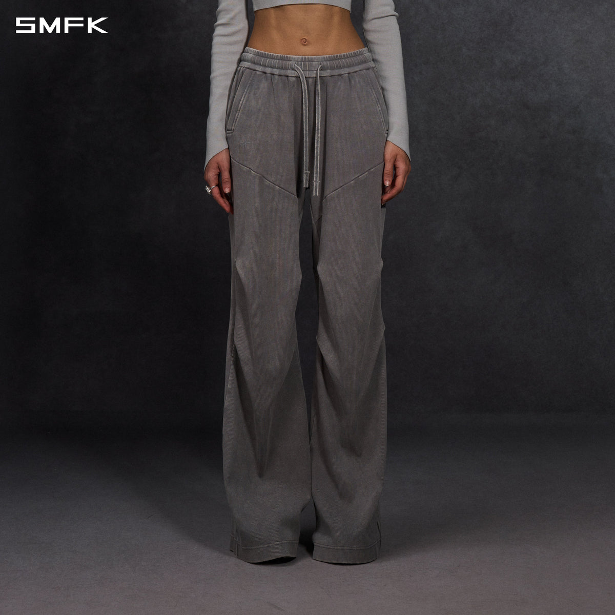 MYTH AEOLUS DECONSTRUCT STRT PANTS/COLD DYE/W COLD DYE GREY