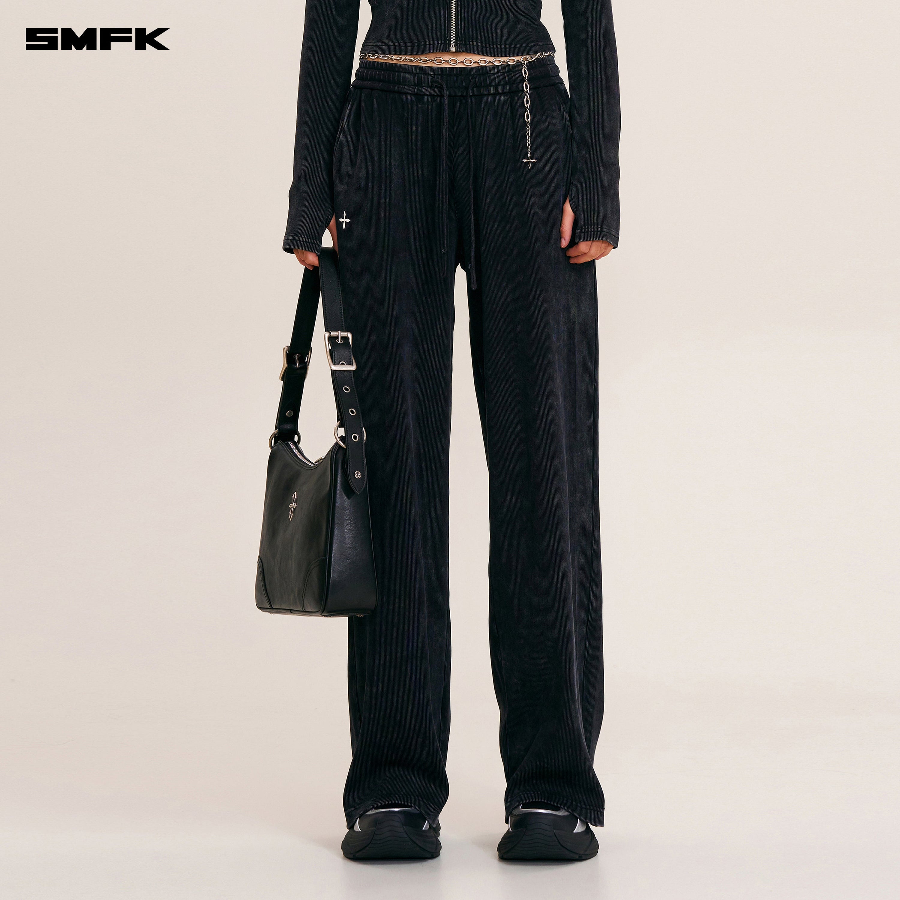 VINTAGE - SAVAGE STRAIGHT SPORTS PANTS/FADE DYE WILD BLACK