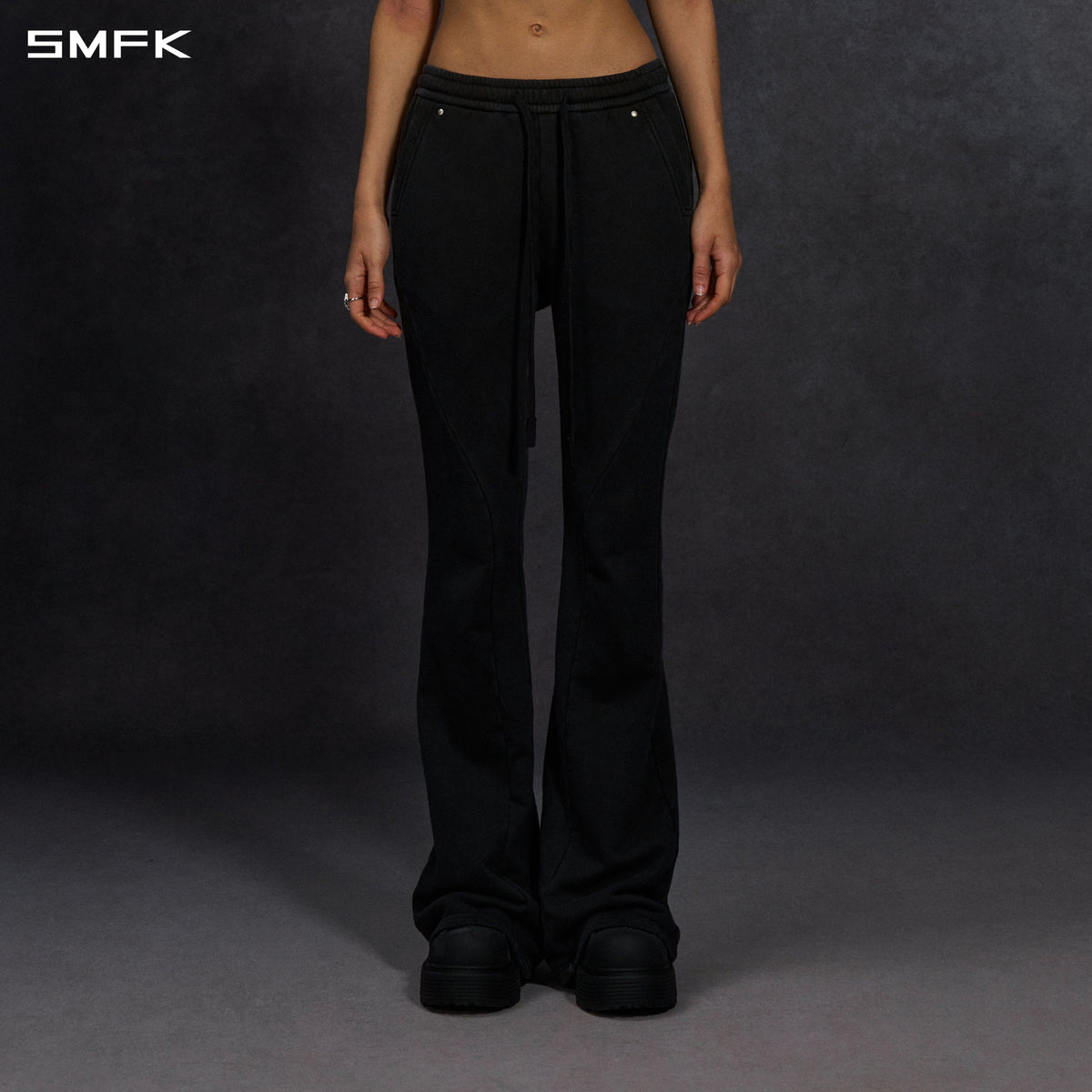 MYTH AEOLUS MUTATION FLARE PANTS/COLD DYE/W COLD DYE BLACK