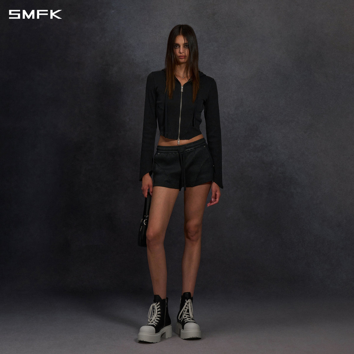 MYTH AEOLUS EVOLUTION COLD DYE RIB KNIT SHORTS/COLD DYE+WAX/W INK BLACK