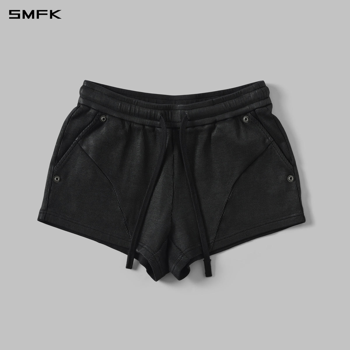 MYTH AEOLUS EVOLUTION COLD DYE RIB KNIT SHORTS/COLD DYE+WAX/W INK BLACK