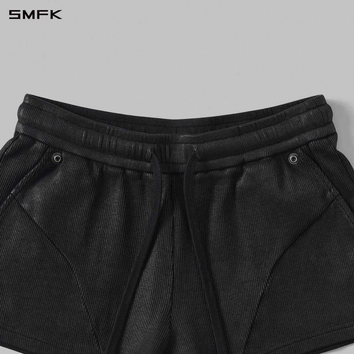 MYTH AEOLUS EVOLUTION COLD DYE RIB KNIT SHORTS/COLD DYE+WAX/W INK BLACK