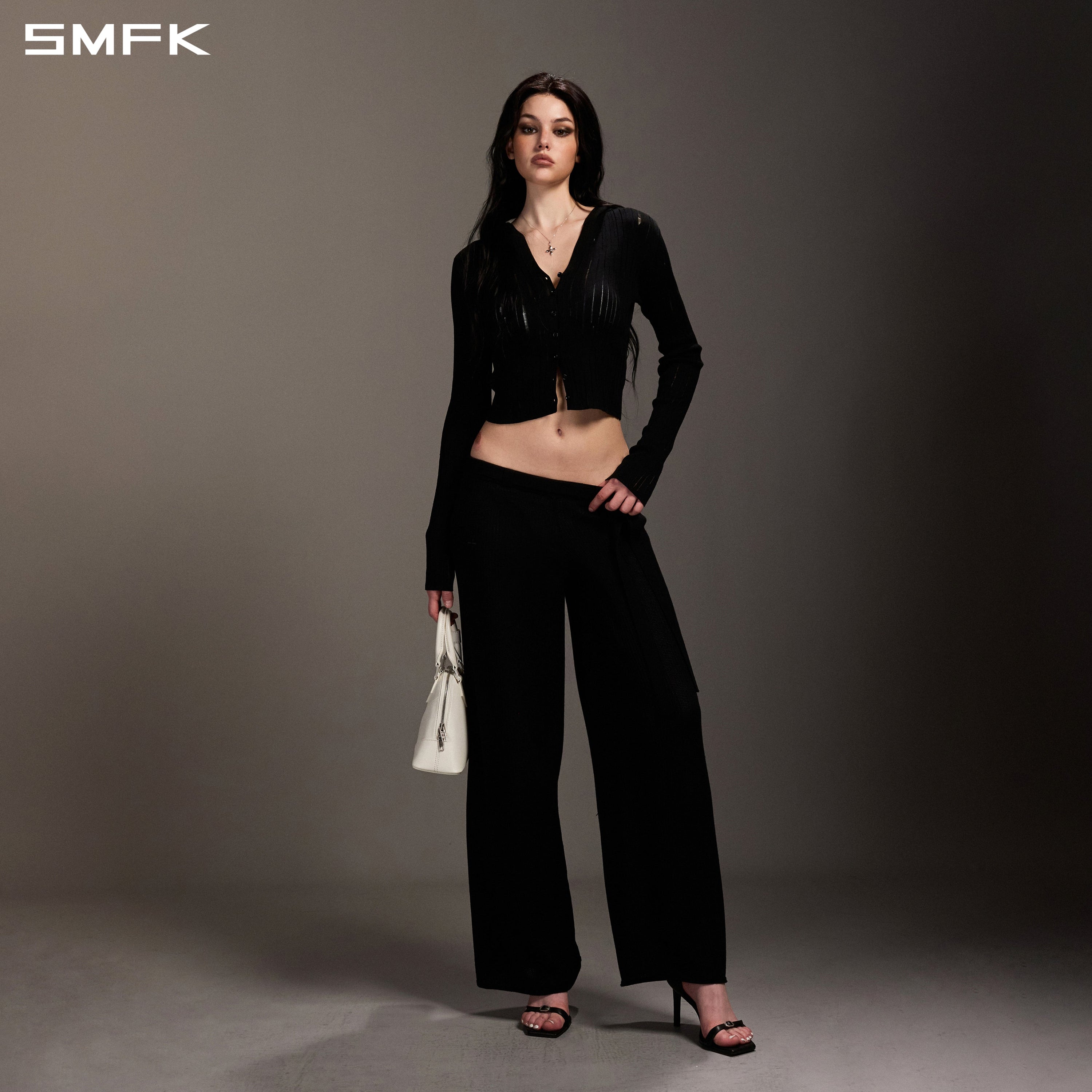 MYTH SEER STRT KNIT PANTS/TENCEL+SILK WILD BLACK