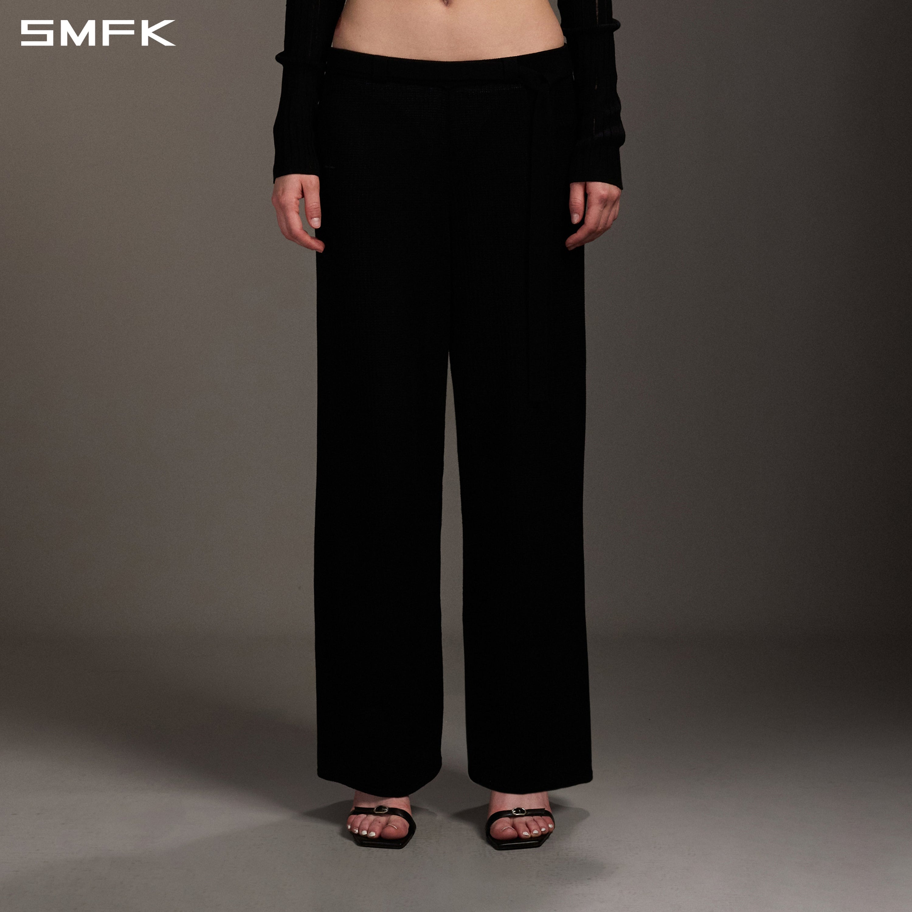 MYTH SEER STRT KNIT PANTS/TENCEL+SILK WILD BLACK