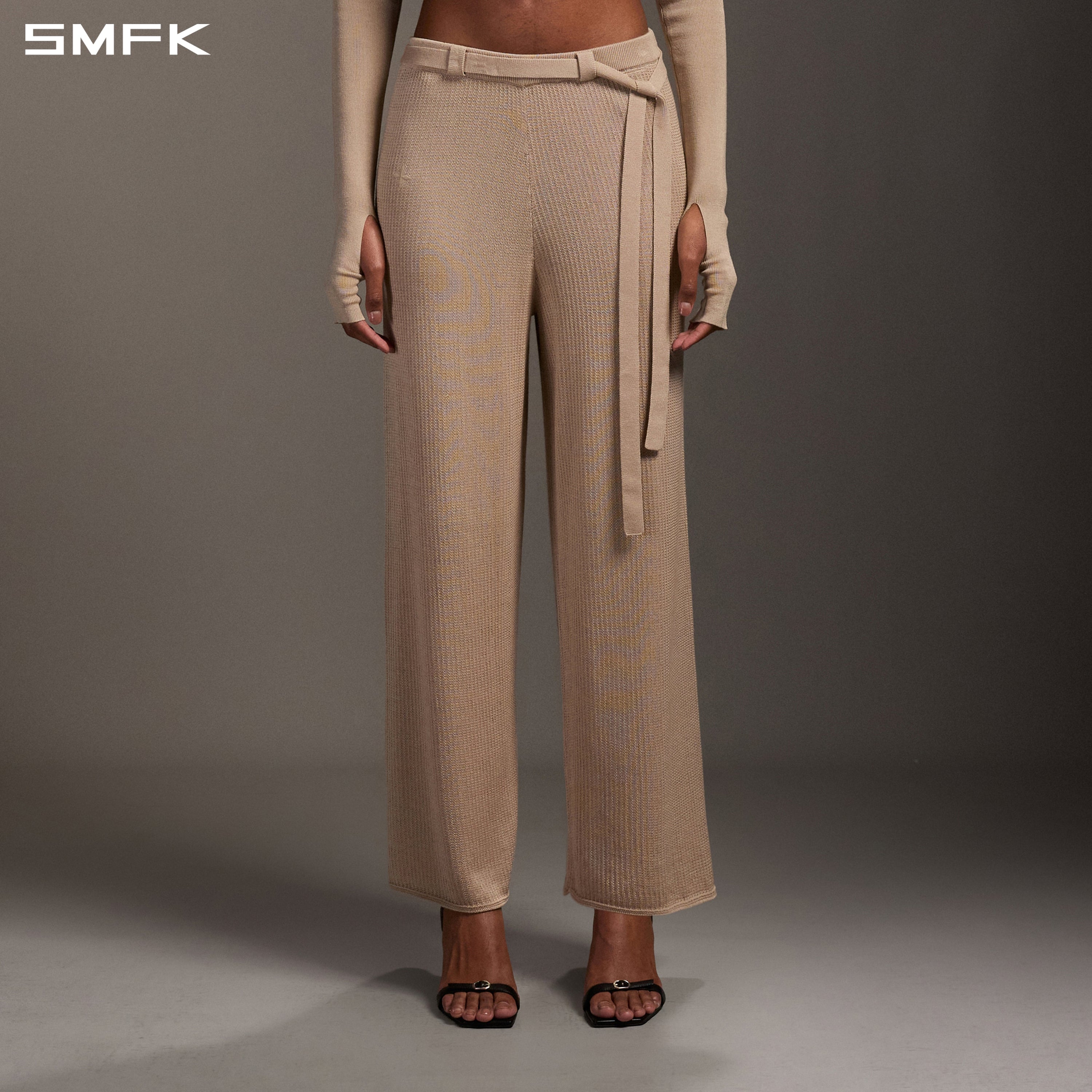 MYTH SEER STRT KNIT PANTS/TENCEL+SILK FRESH SKIN