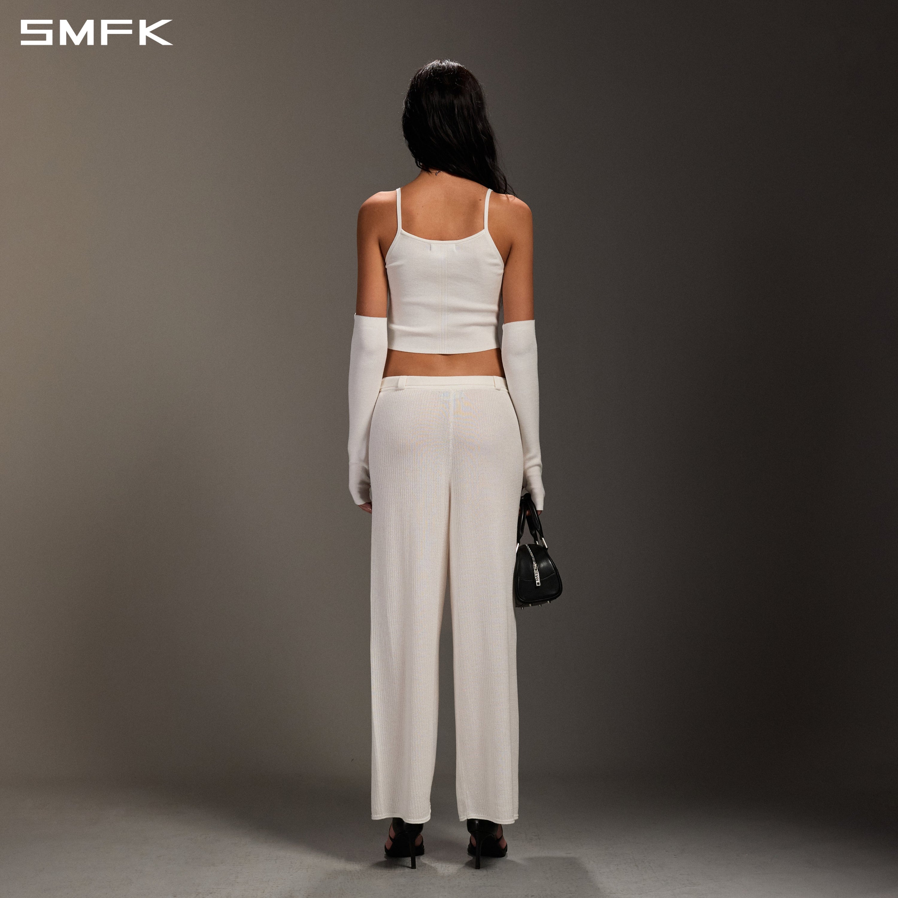 MYTH SEER STRT KNIT PANTS/TENCEL+SILK CLOUD WHITE