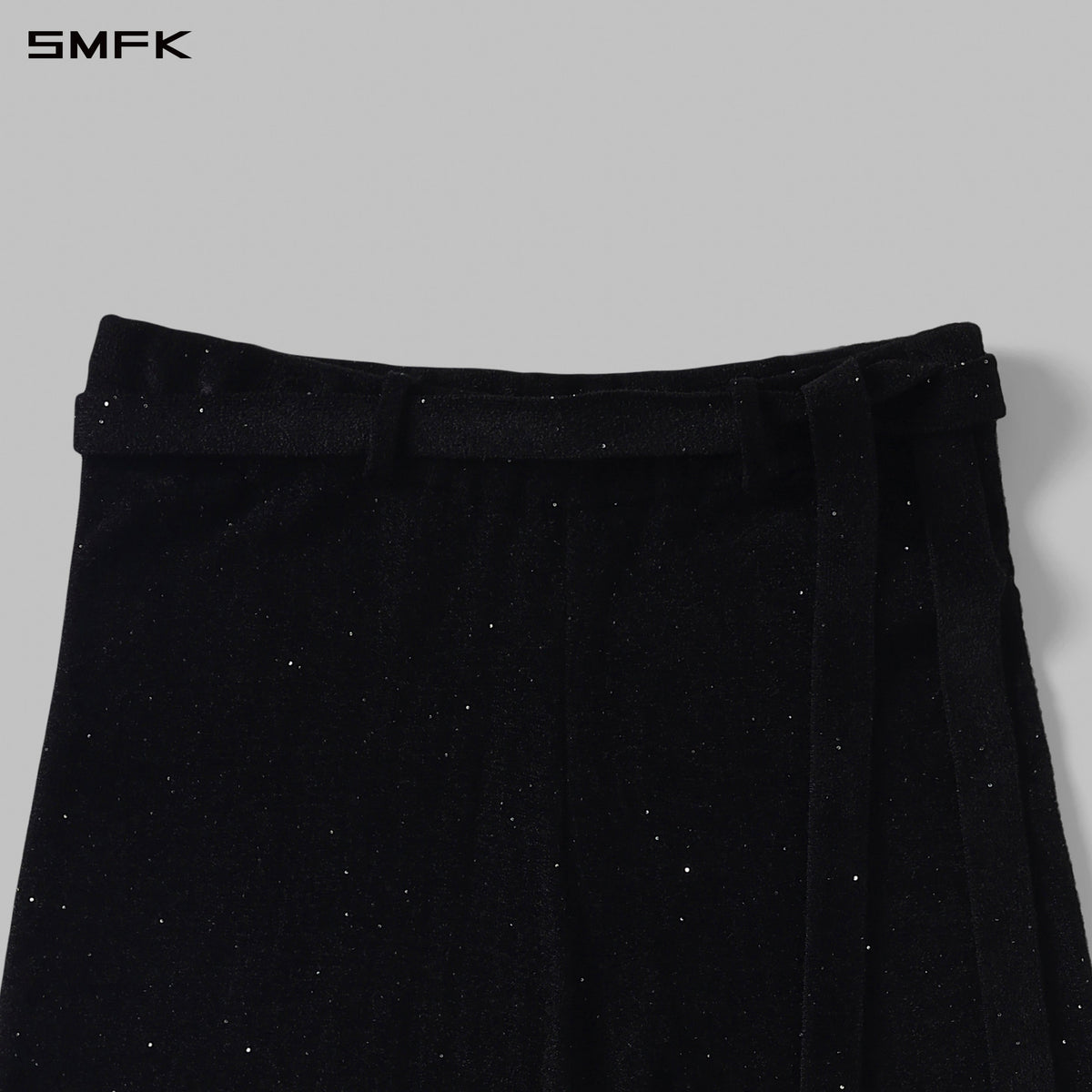 MYTH SIREN EVENING FLARED KNIT PANTS/STARRY VELVET GALAXY BLACK