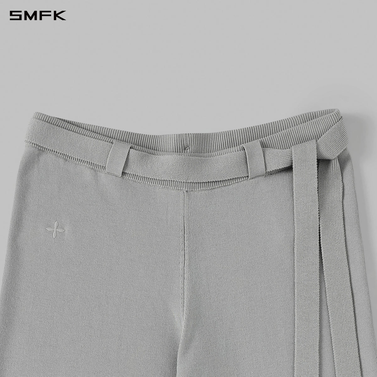 MYTH SIREN EVENING FLARED KNIT PANTS/LENZING TENCEL+SILK+COTTON GLACIER GREY