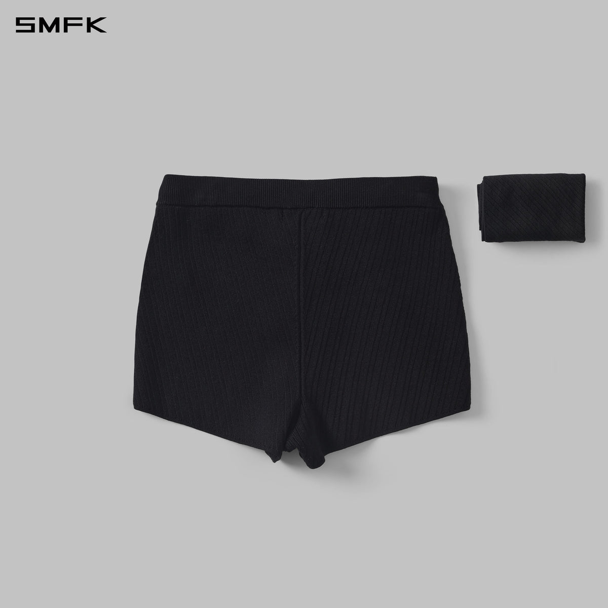 MYTH AEOLUS EVENING V-NECK KNIT SHORTS/LENZING TENCEL+SILK+COTTON WILD BLACK